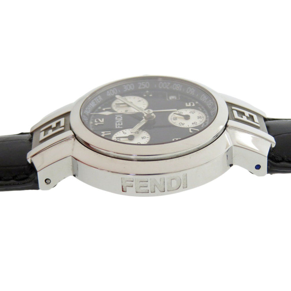 Fendi 4500L Horology Chronograph Stainless Steel Leather Black Quartz Watch with Dial 1735 FENDI — Good