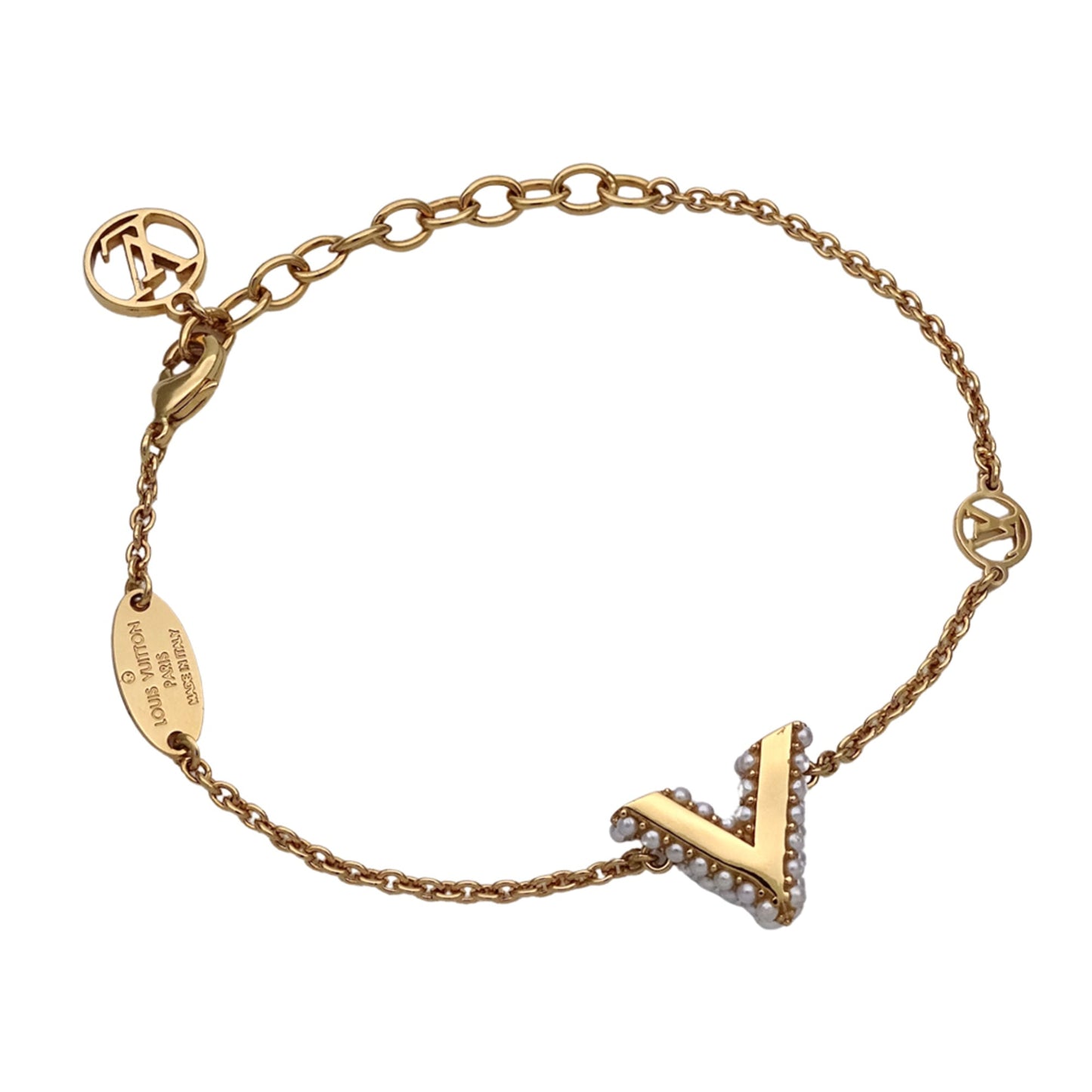 Louis Vuitton Essential V Bracelet for Women, Pearl Gold, M68361