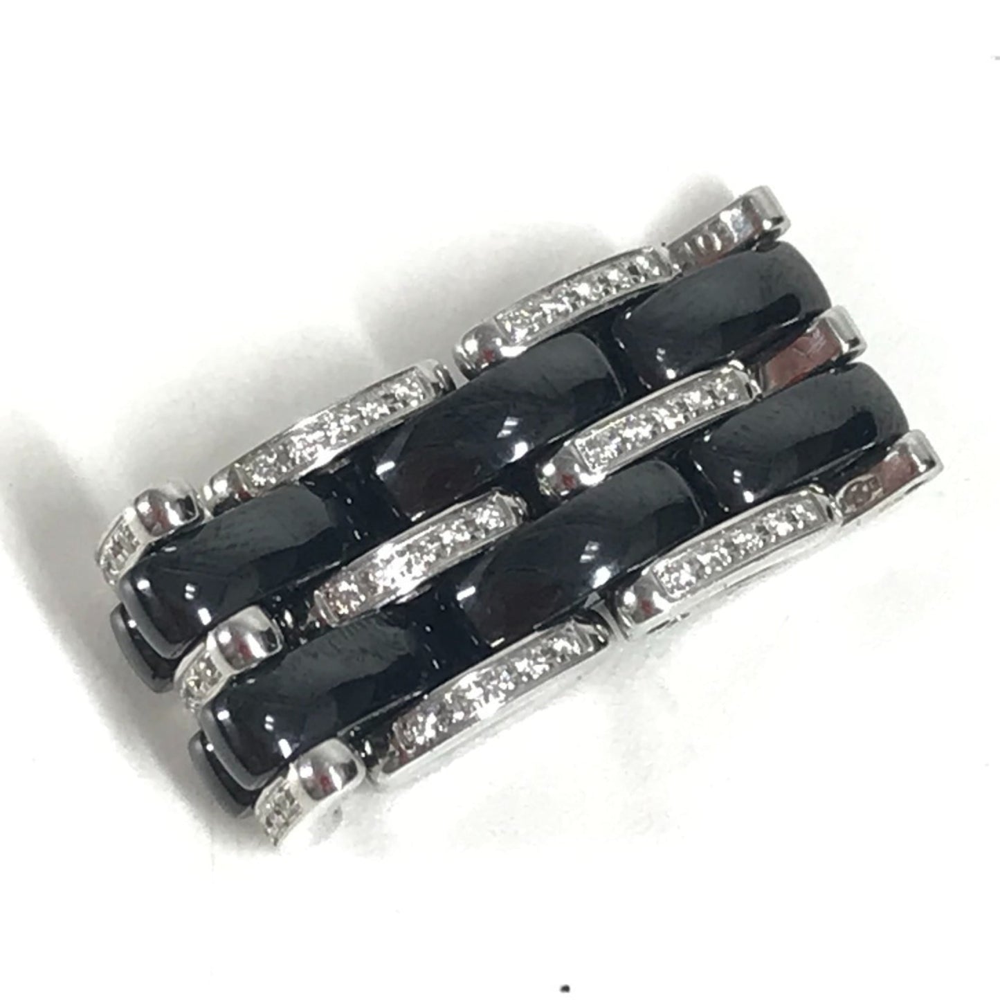 CHANEL Diamond Ultra Jewelry Accessory Ring, WG750 Ceramic, Silver, Women's