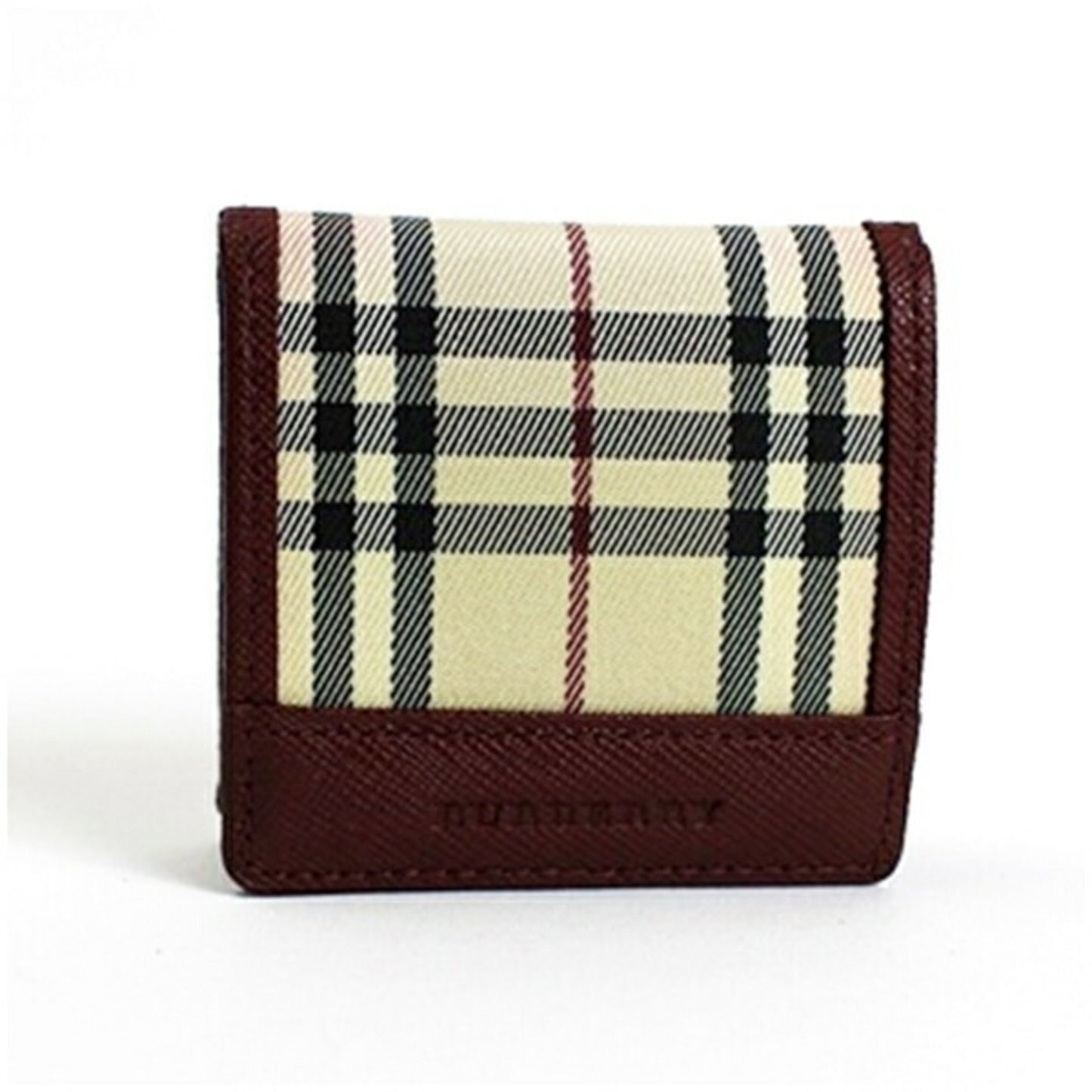 Burberry Coin Case Nova Check Beige x Wine Red BURBERRY Women's
