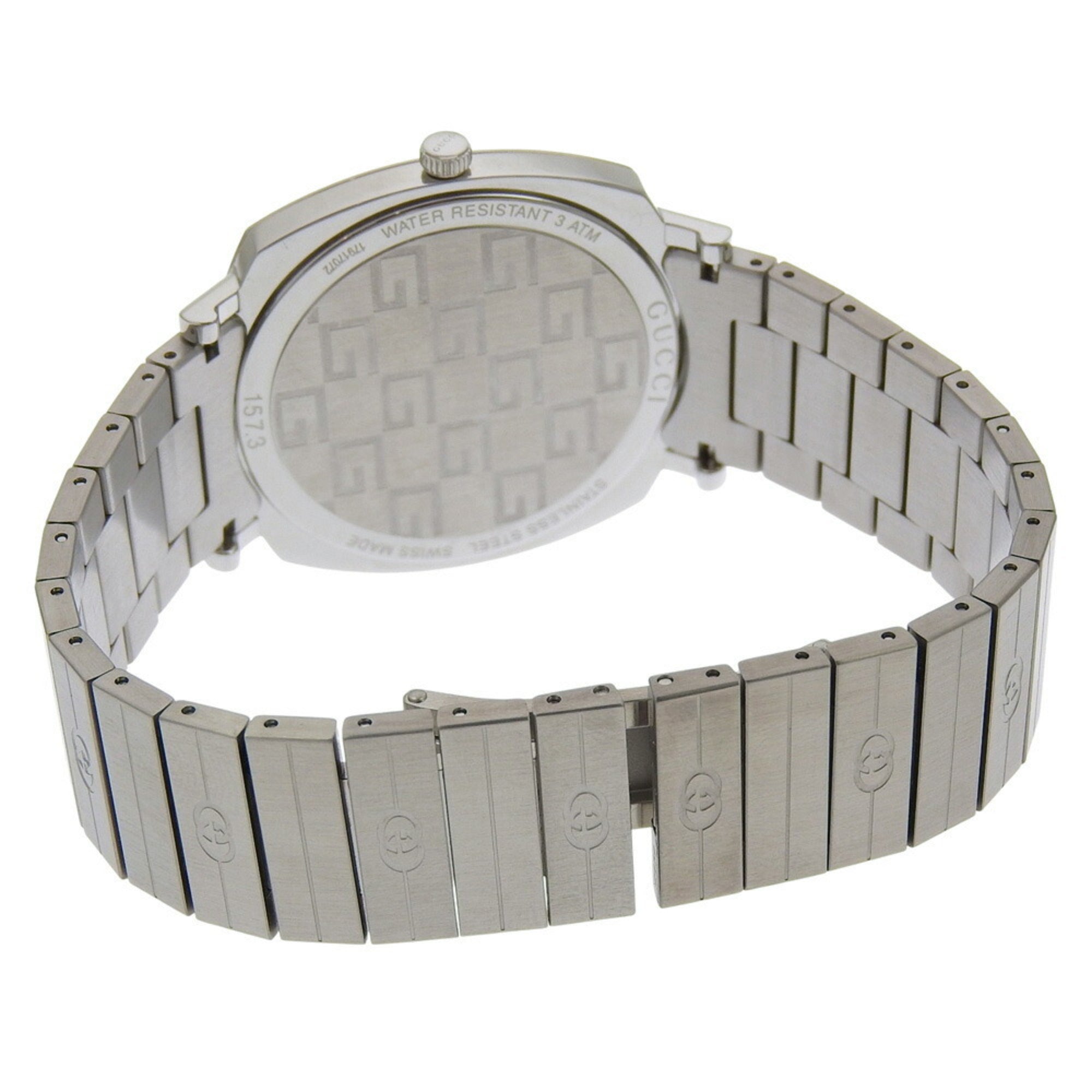 Gucci Grip Watch, 157.3mm, Stainless Steel, Quartz Movement, Analog Display, White Dial, Men's — Like New