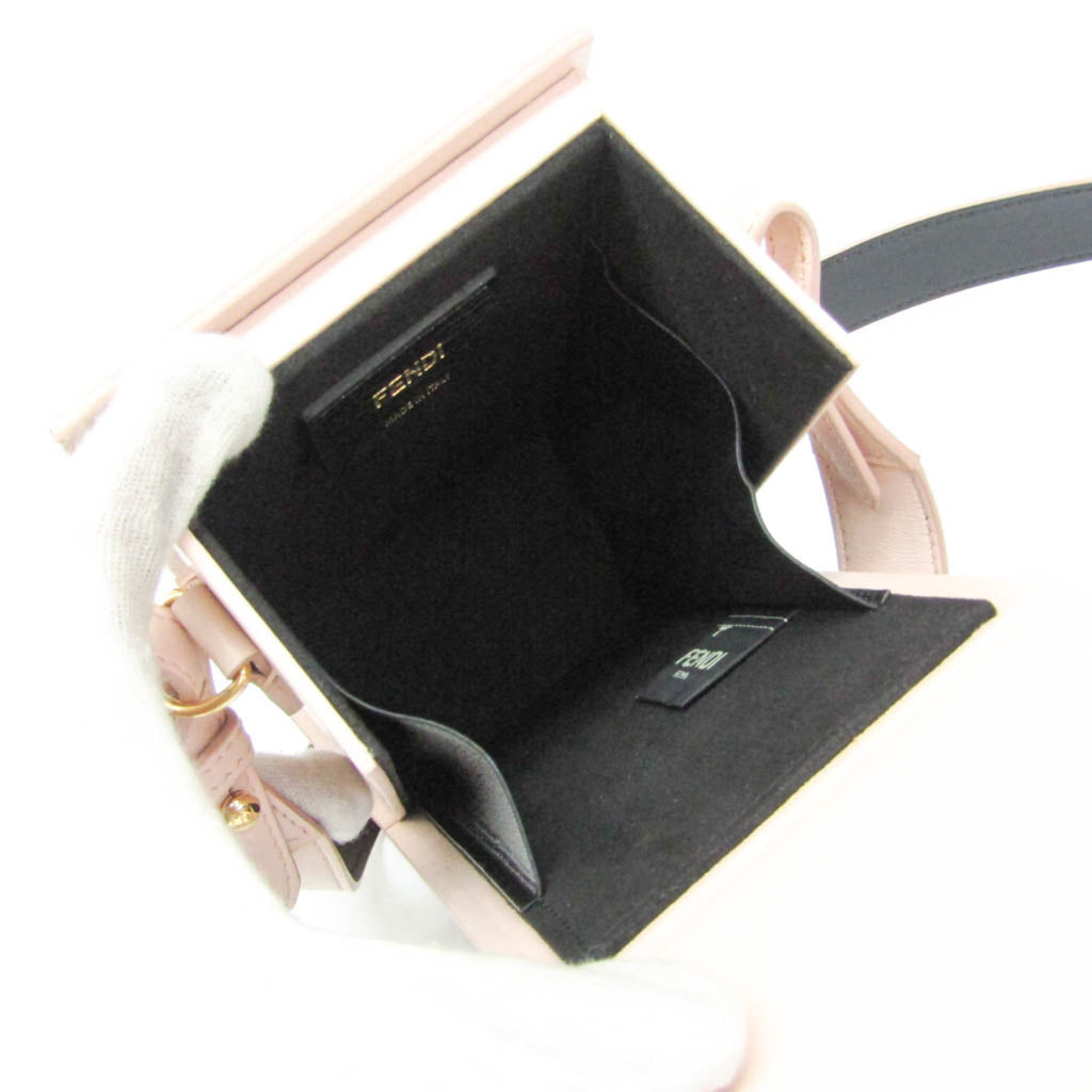 Fendi Box 8BT339 Women's Leather Shoulder Bag Pink