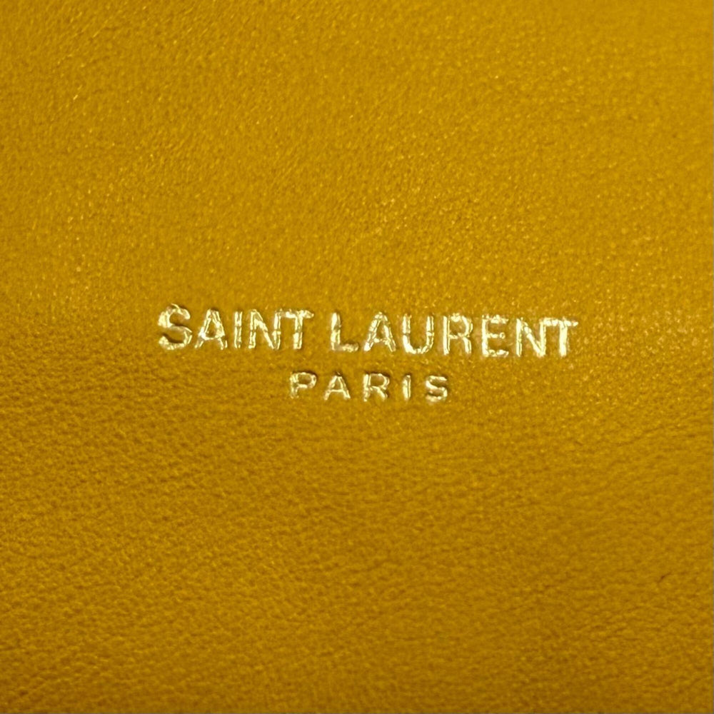 Yves Saint Laurent SAINT LAURENT PARIS 640714 Drawstring Leather Chain Shoulder Bag, Yellow, Made in Italy, Women's, with Dust Bag — Like New