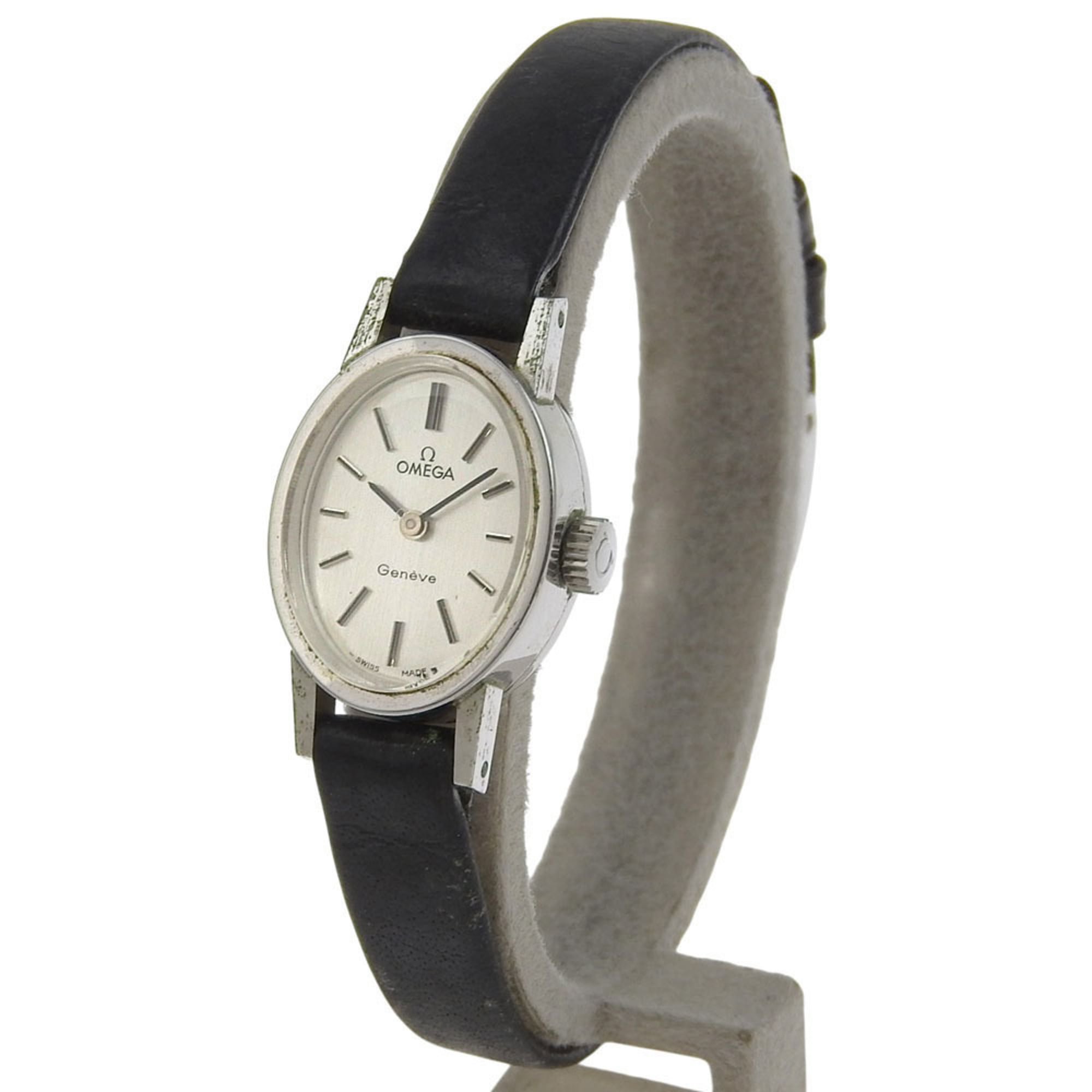 OMEGA Geneva Women's Watch, Caliber 485, Stainless Steel, Manual Winding, Analog Display, Silver Dial — Good