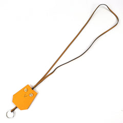 HERMES Petit H Ybton Clochette Veau Epsom Jaune d'Or Biscuit Necklace with Box, Made in France, Women's — Like New
