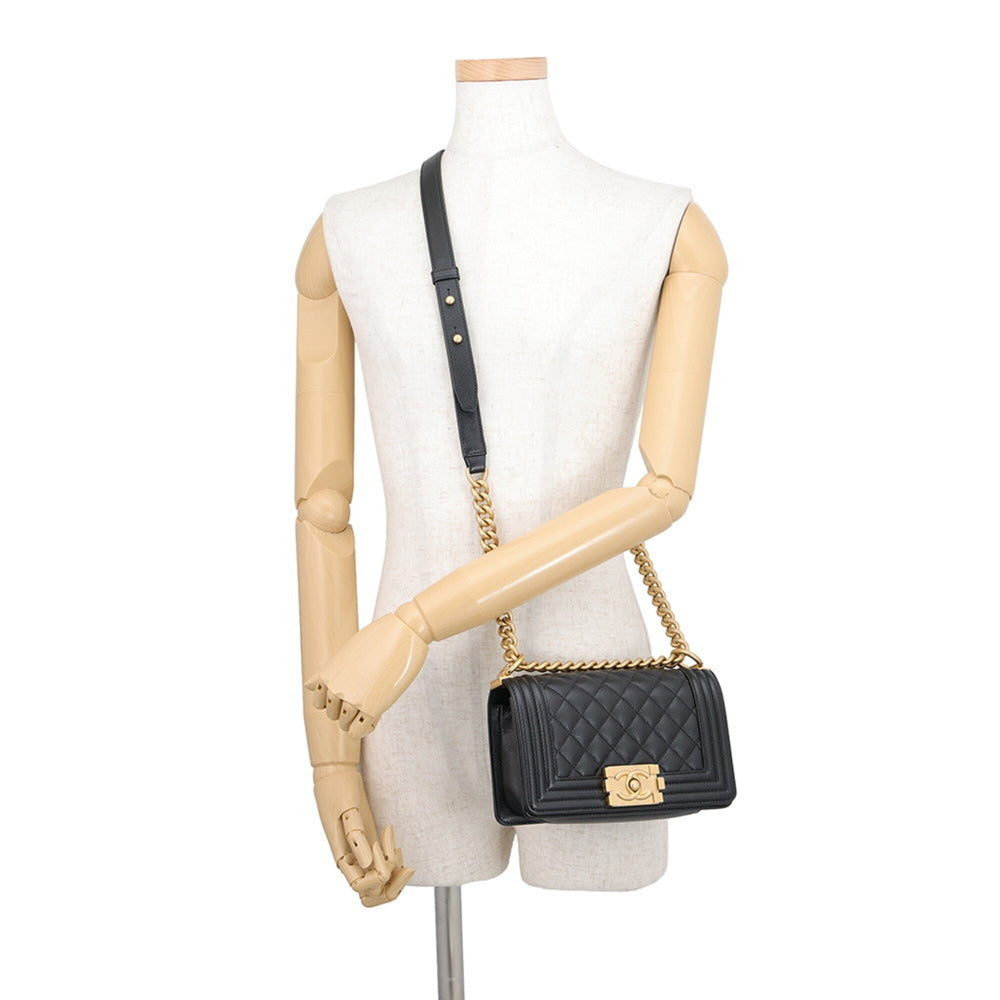 Chanel Chain Shoulder Bag Boy Small Matelassé Coco Mark A67085 BOY CHANEL Handbag Black Women's — Like New