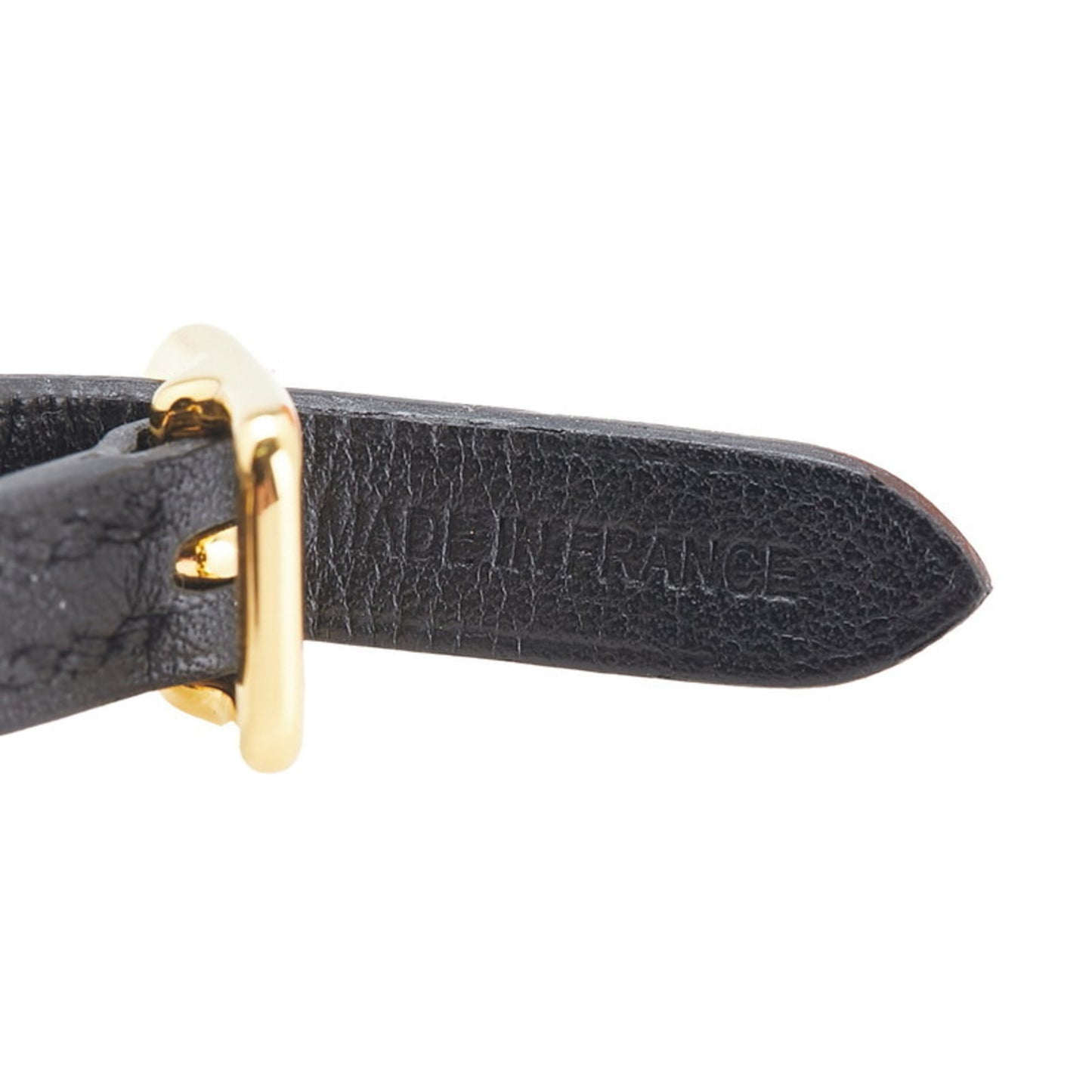 Hermes Hermès Etrier Double Tour Bracelet in Black Gold and Plated Leather for Women