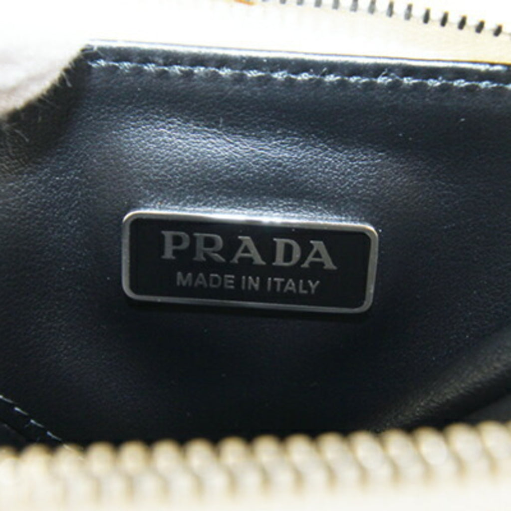 Prada Pouch 1TL433 White Leather Bag Charm Triangle Coin Case Women's PRADA