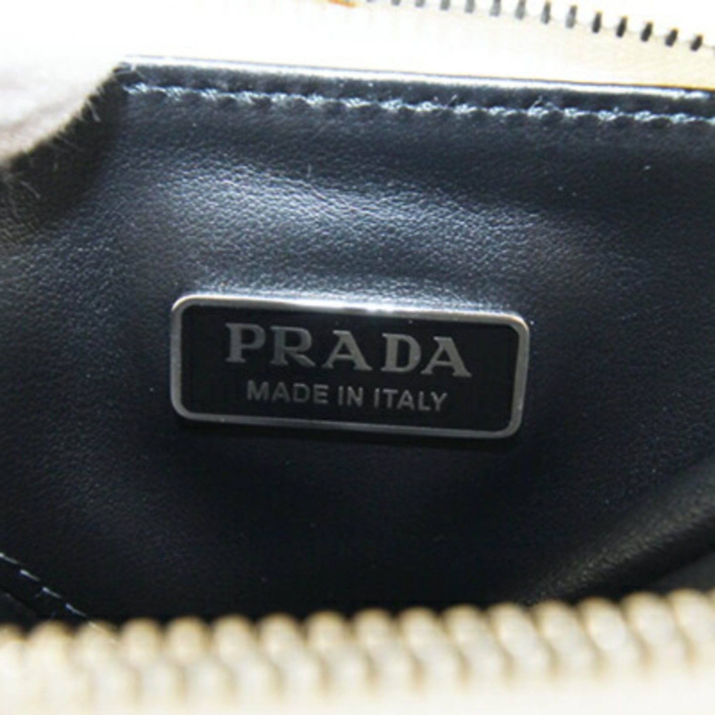 Prada Pouch 1TL433 White Leather Bag Charm Triangle Coin Case Women's PRADA