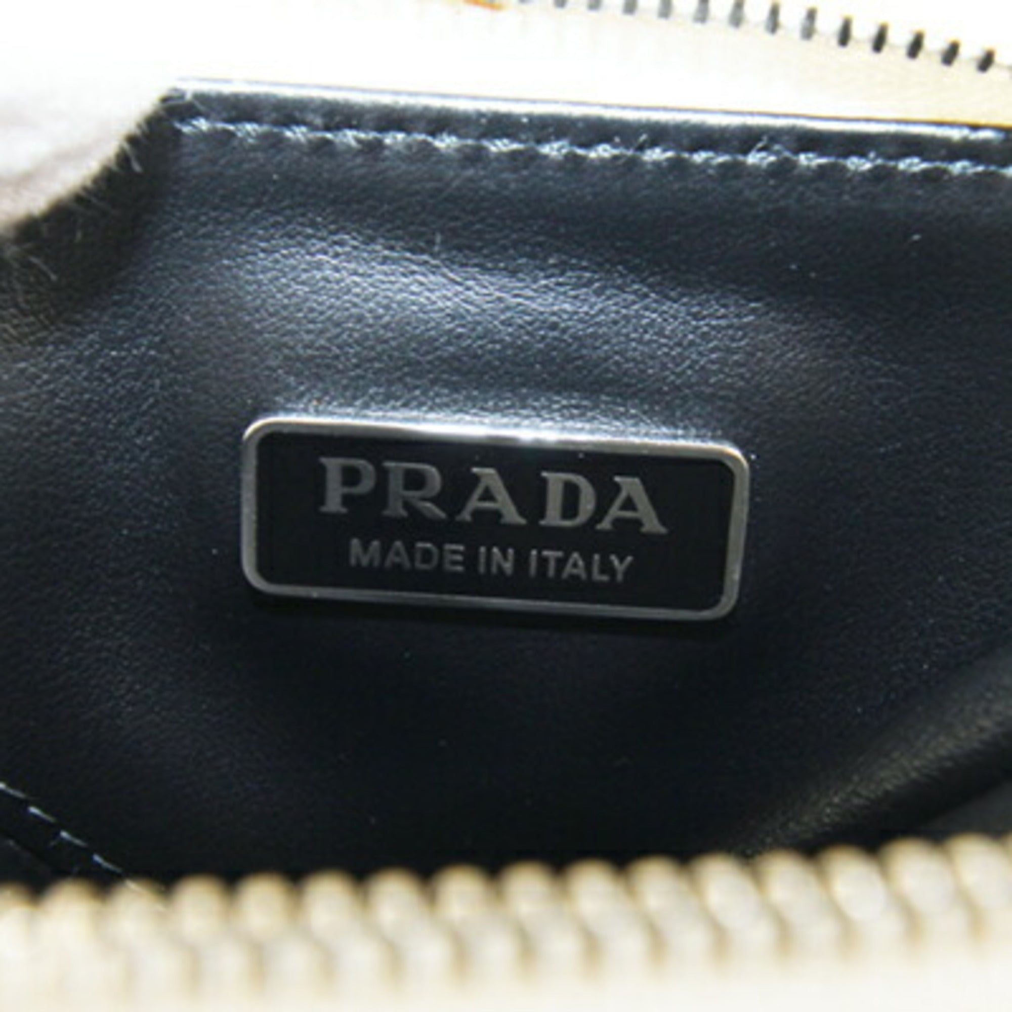 Prada Pouch 1TL433 White Leather Bag Charm Triangle Coin Case Women's PRADA