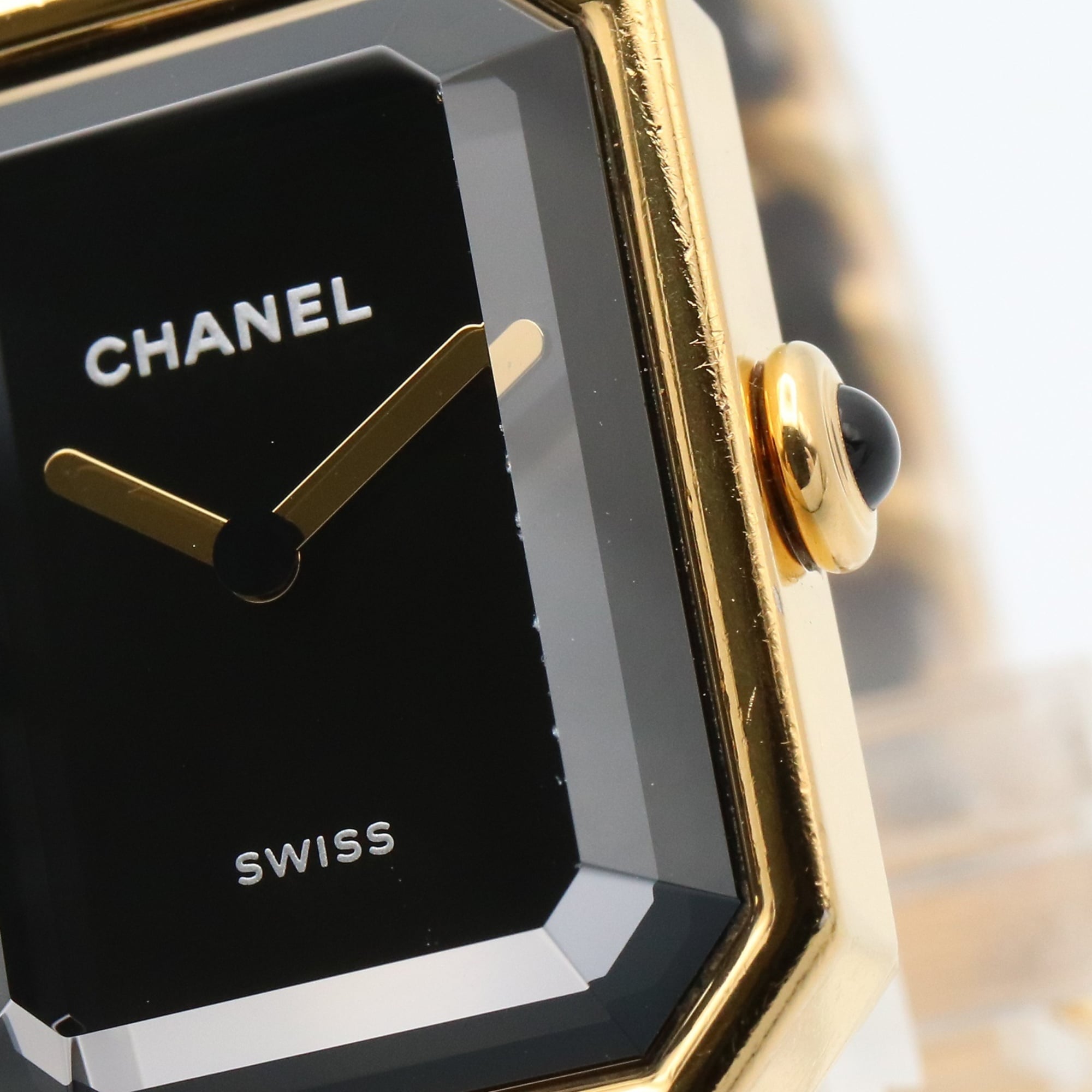 CHANEL Premiere Original Edition Watch, GP (Gold Plated), Leather, Women's, Black, H6951 — Very Good