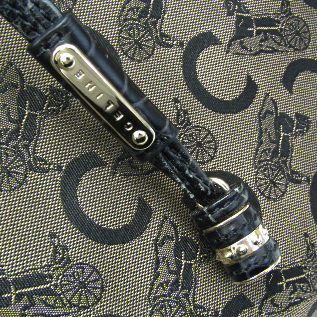 Celine Bittersweet C Macadam Carriage Pattern Women's Canvas,Leather Handbag,Tote Bag Beige,Black