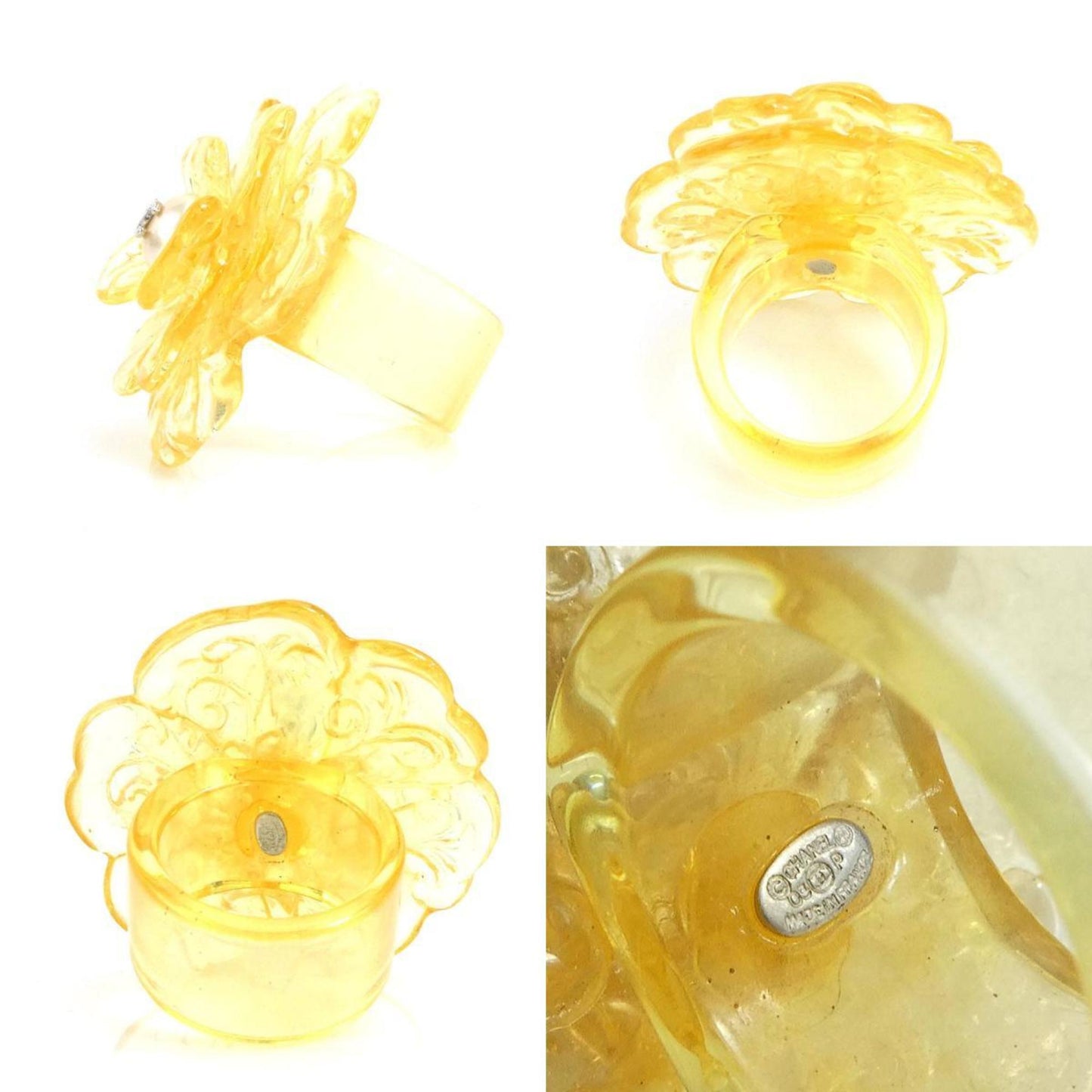 CHANEL Ring, Resin/Faux Pearl, Clear, Women's, Size 12, H30248F