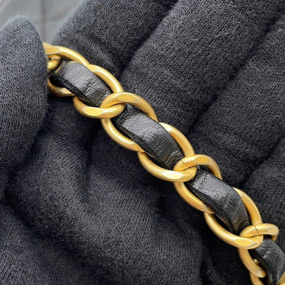 Chanel Chain Shoulder Bag, Matelassé, Coco Mark, Camera Case, Lambskin, A91796, CHANEL Pochette, Black, Handbag, Women's — Like New