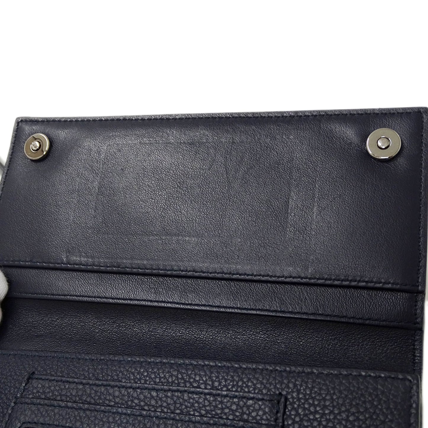Christian Dior Dior Women's Leather Shoulder Wallet, Navy Blue, Long Crossbody