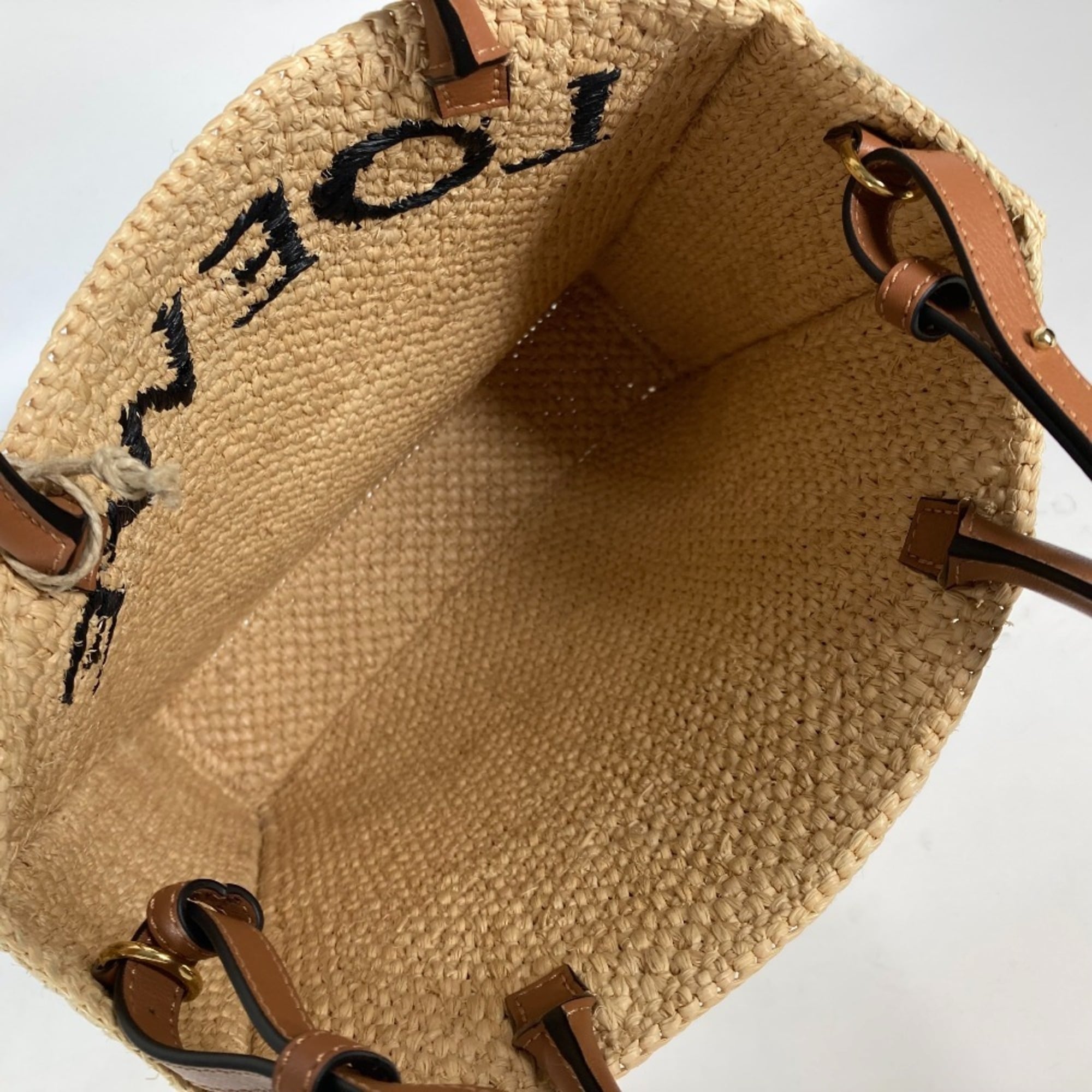 LOEWE Standard Bag Shoulder Tote Raffia Women's Beige x Brown E-240710-7 — New - Store Return