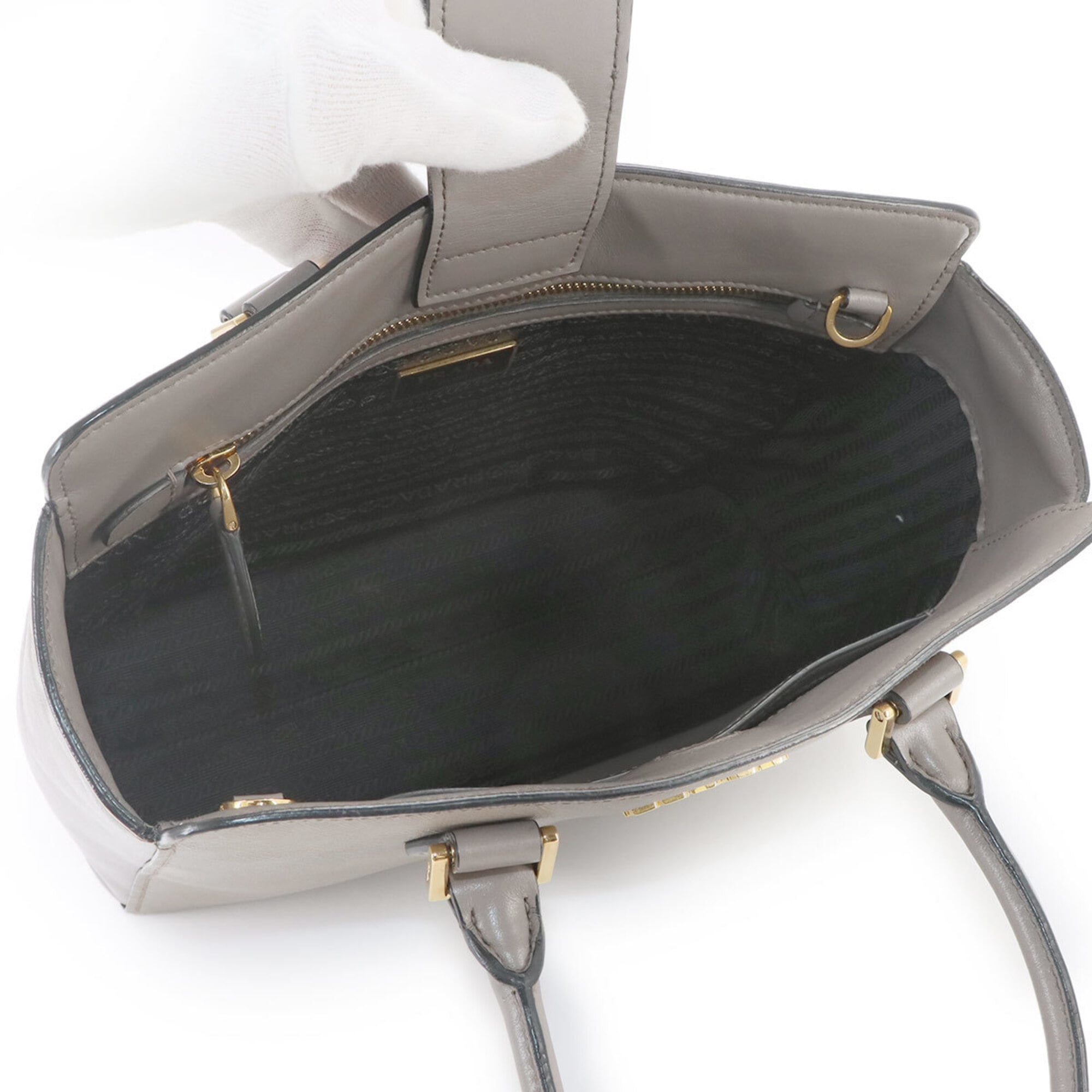 Prada Saffiano 2-way Hand/Shoulder Handbag, Leather, Gray, 1BA113 — Like New