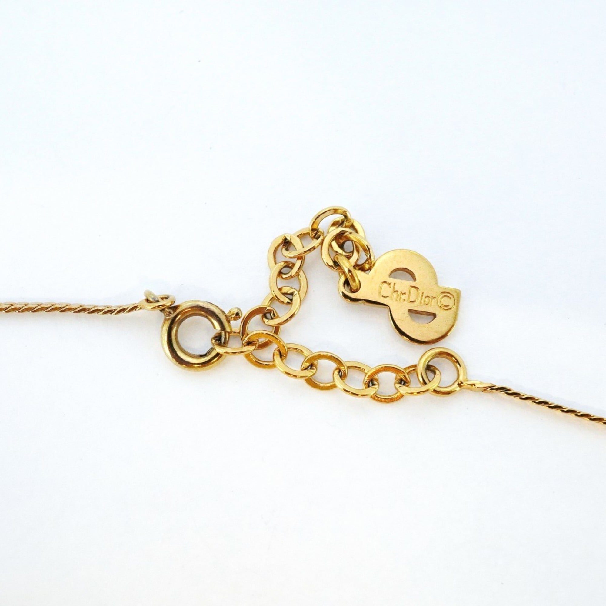 Christian Dior Square Necklace, GP Plated Gold, Black, Women's