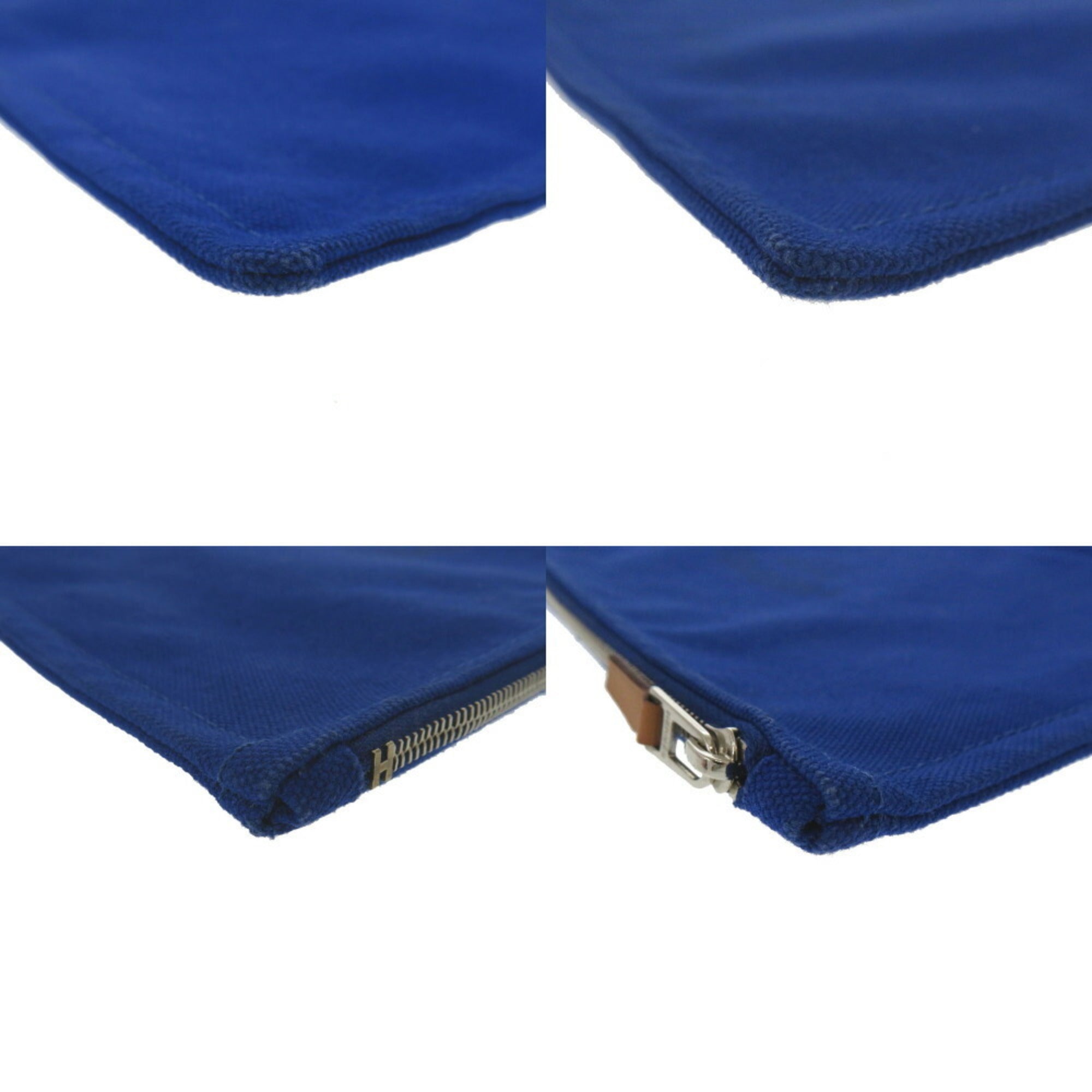 Hermes Flat Pouch MM Canvas Blue 0275HERMES — Like New