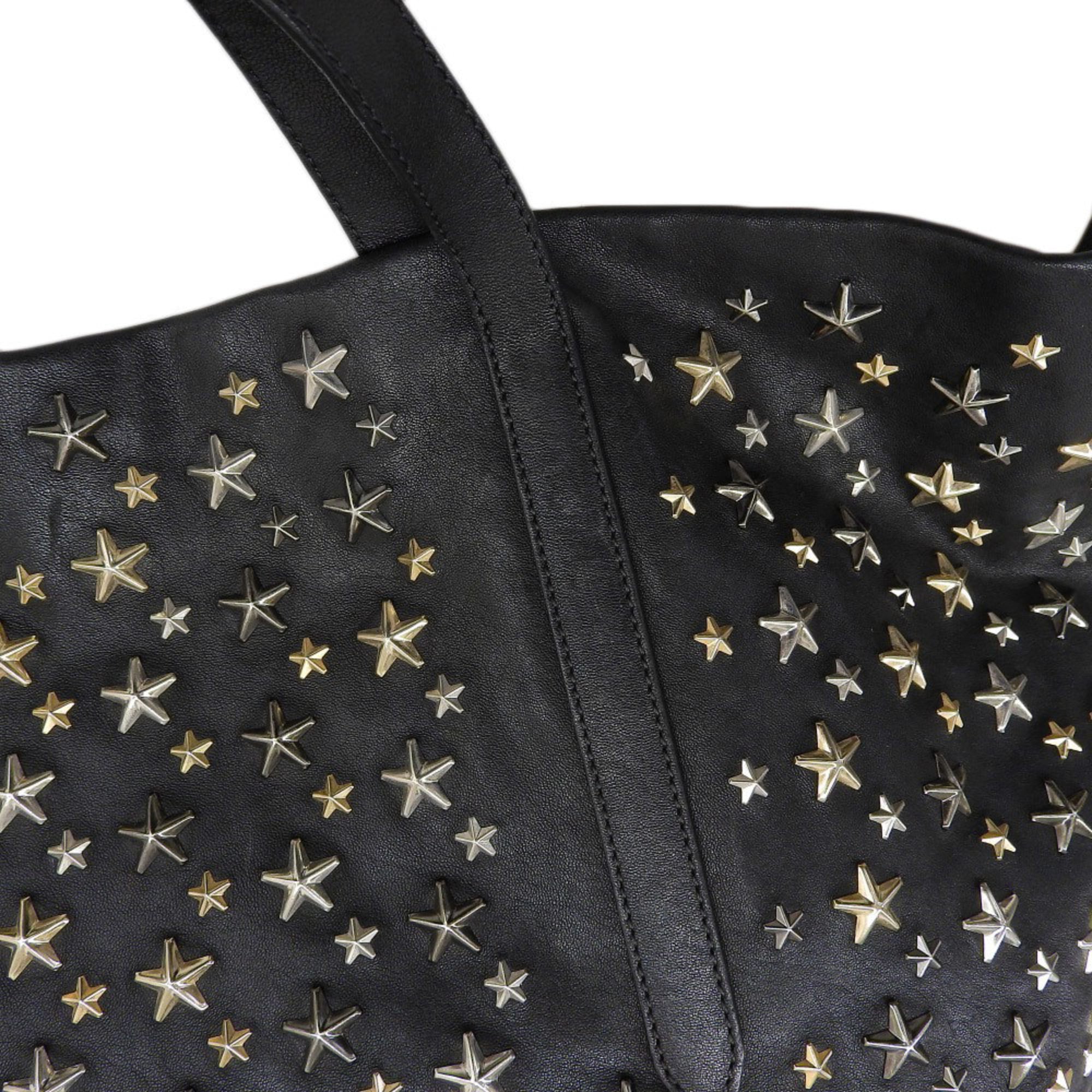JIMMY CHOO Pimlico Star Stud Tote Bag Leather Black