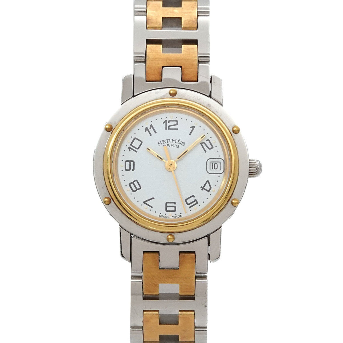 Hermes CL4 220 Women's Watch, Date Display, White Quartz Watch — Very Good
