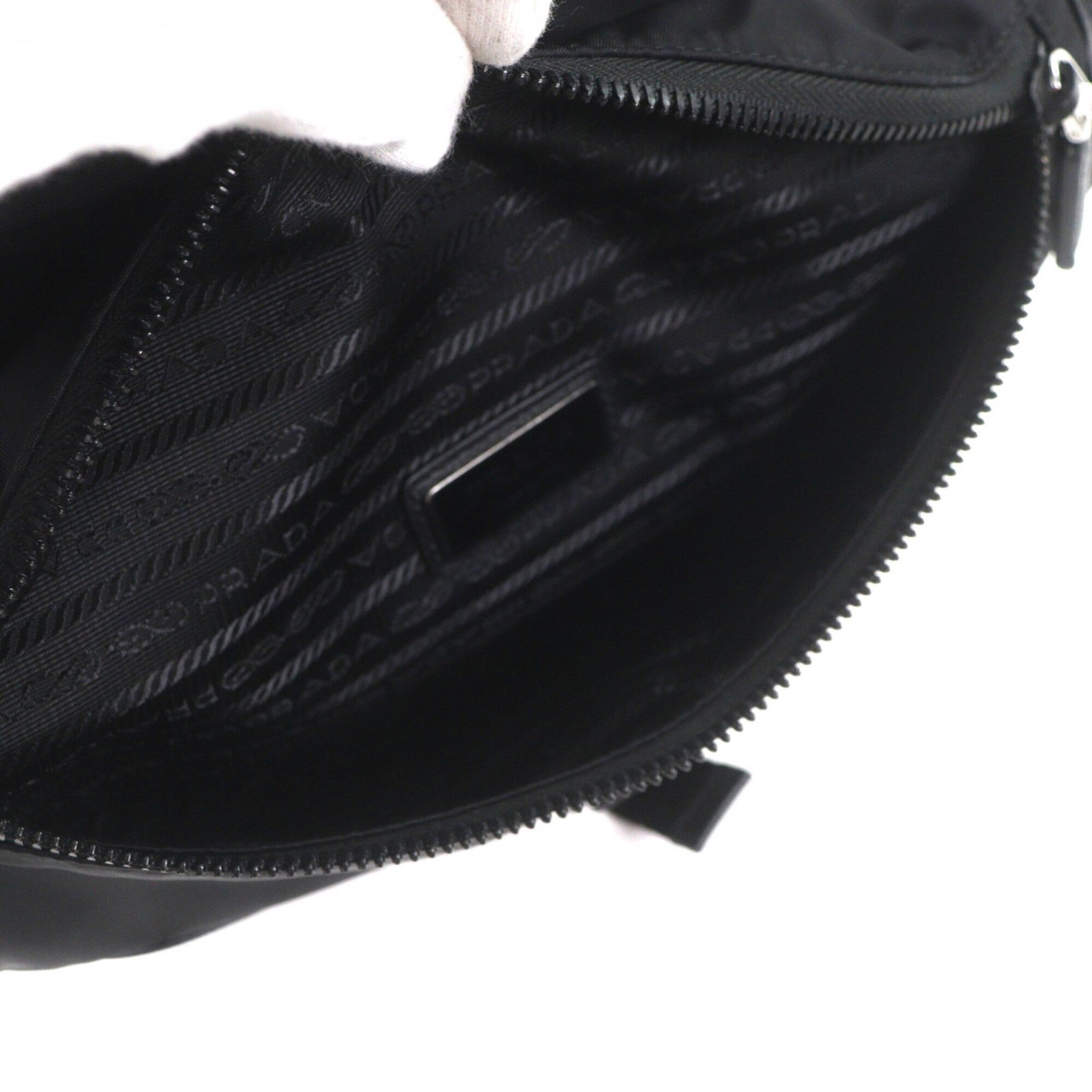 PRADA 2VH176 Nylon Leather Triangle Logo Plate Re-Nylon Body Bag Black Made in Italy Men's — Like New