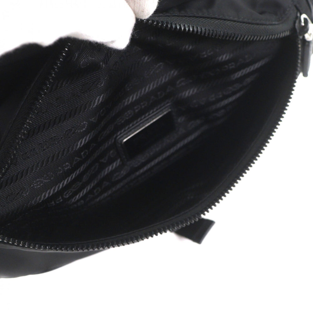 PRADA 2VH176 Nylon Leather Triangle Logo Plate Re-Nylon Body Bag Black Made in Italy Men's — Like New