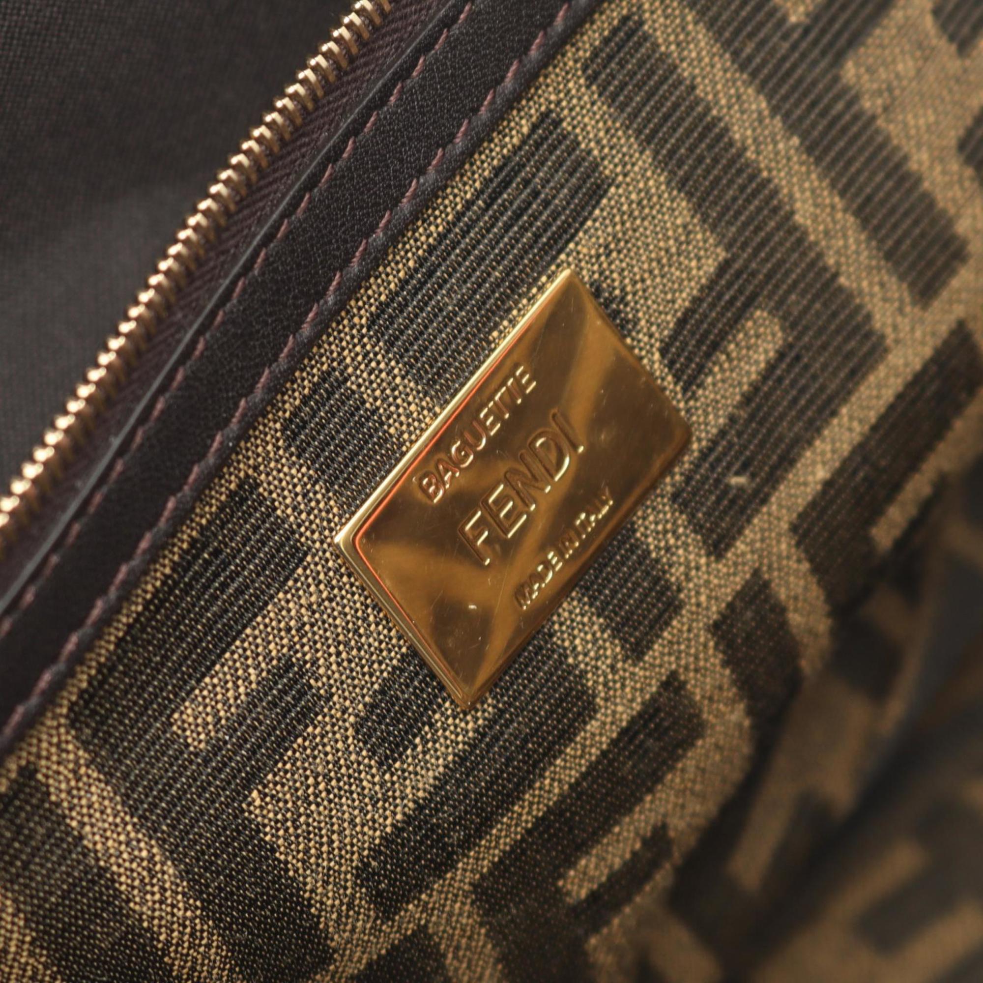 Fendi Mamma Bucket Zucca Handbag, Canvas and Leather, Women's, Brown Pink, 8BR771