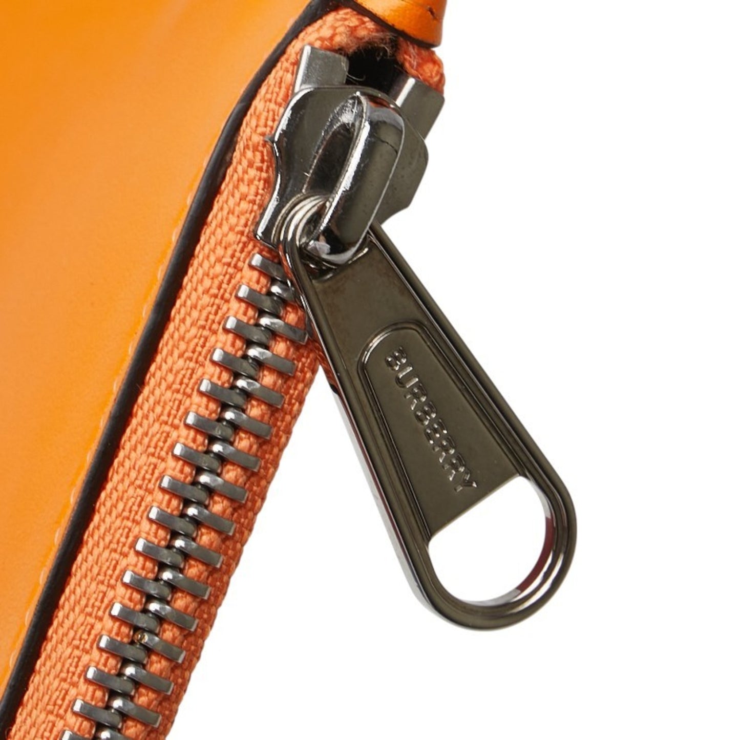 Burberry logo wallet/coin case in orange multicolored leather for women.