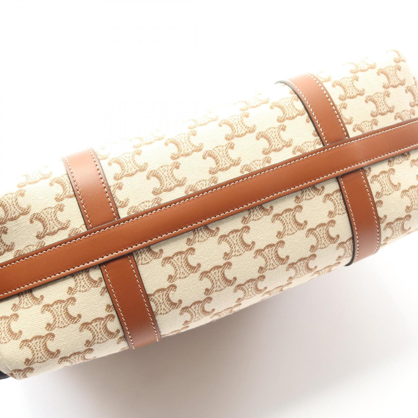 Celine Triomphe Museum Bag Tote Bag, canvas and leather, women's, beige brown, 194542EY7