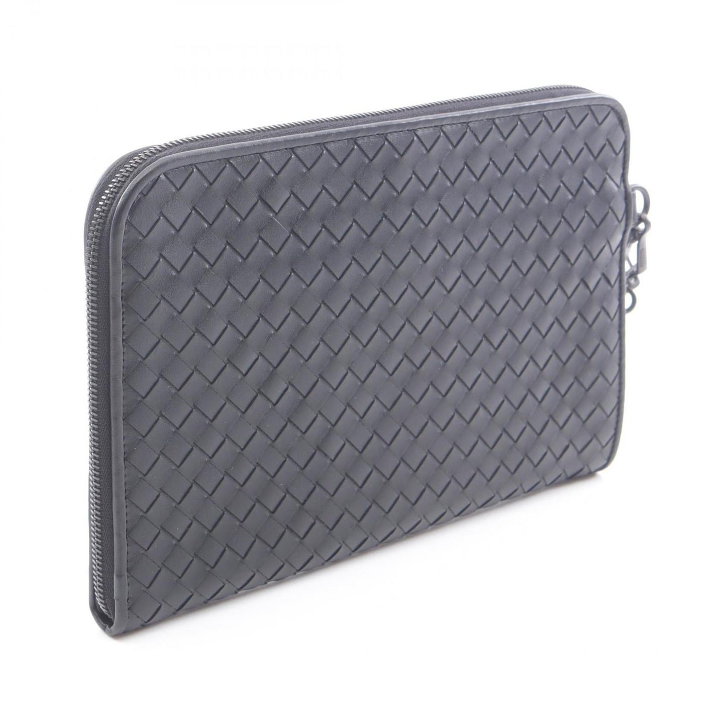 Bottega Veneta Intrecciato Leather Second Bag/Clutch Bag, Women's, Black, 493190