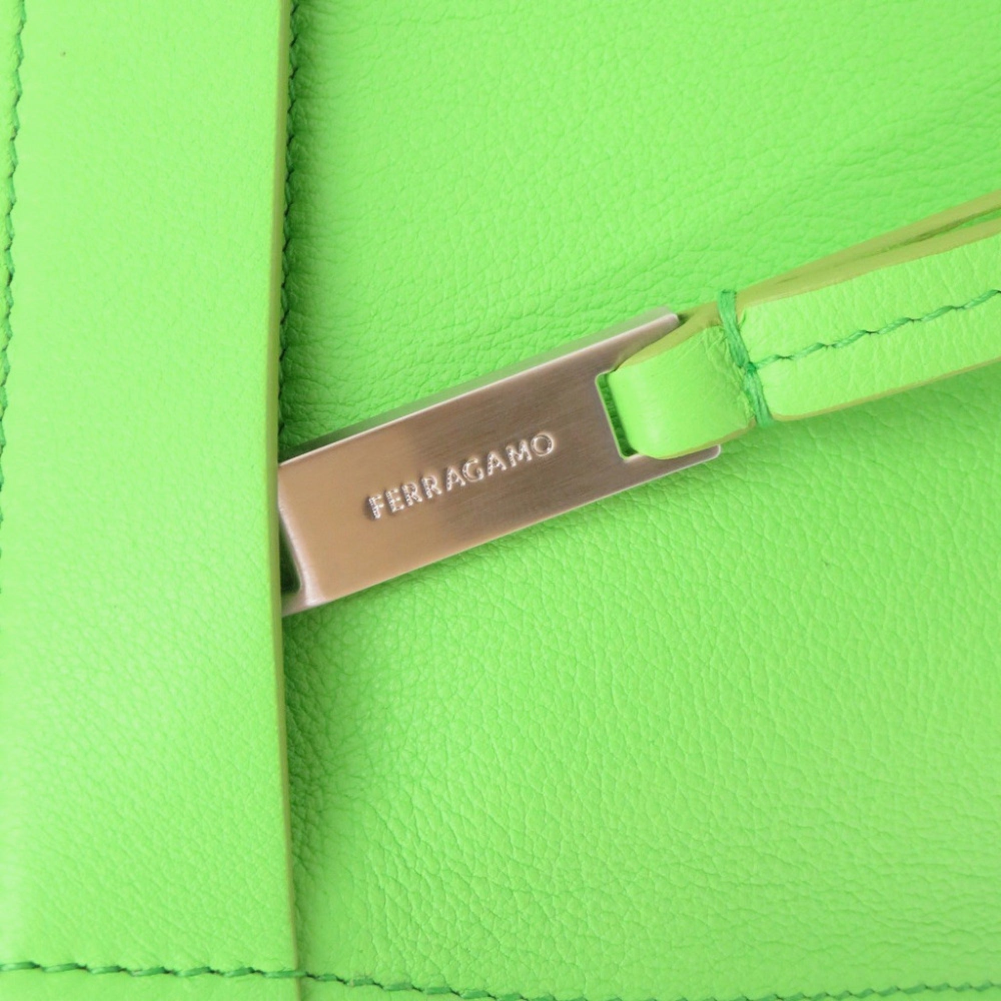 Salvatore Ferragamo 241390 Leather Green Clutch Bag 0359 Men's — Like New