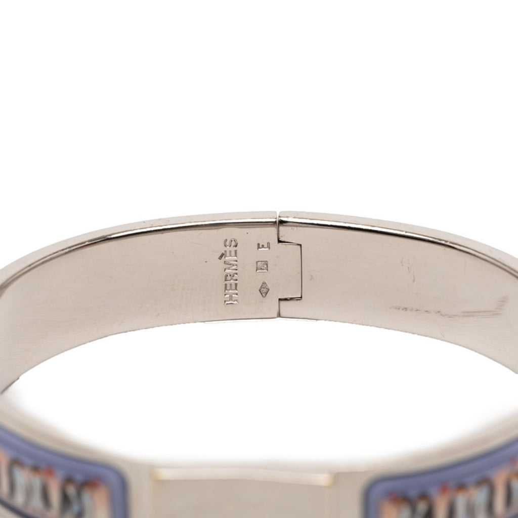 Hermes Hermès Click-Clack PM Penguin Bangle in Silver and Multicolored Metal for Women