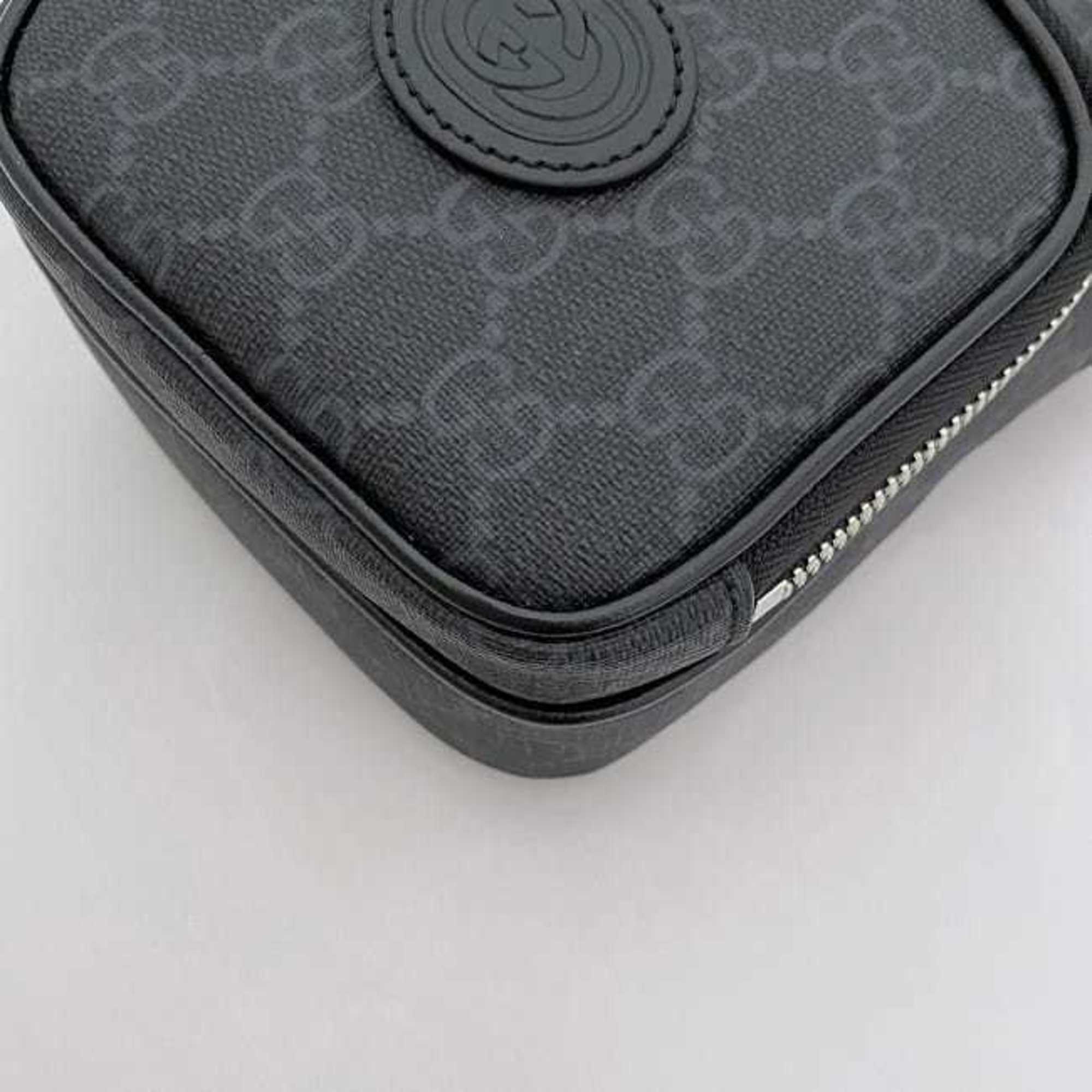 Gucci Shoulder Bag f-21810 Black Interlocking 672952 92TCN 1000U PVC Leather 0416 GUCCI Pochette Crossbody GG Supreme Unisex Women Men — Like New