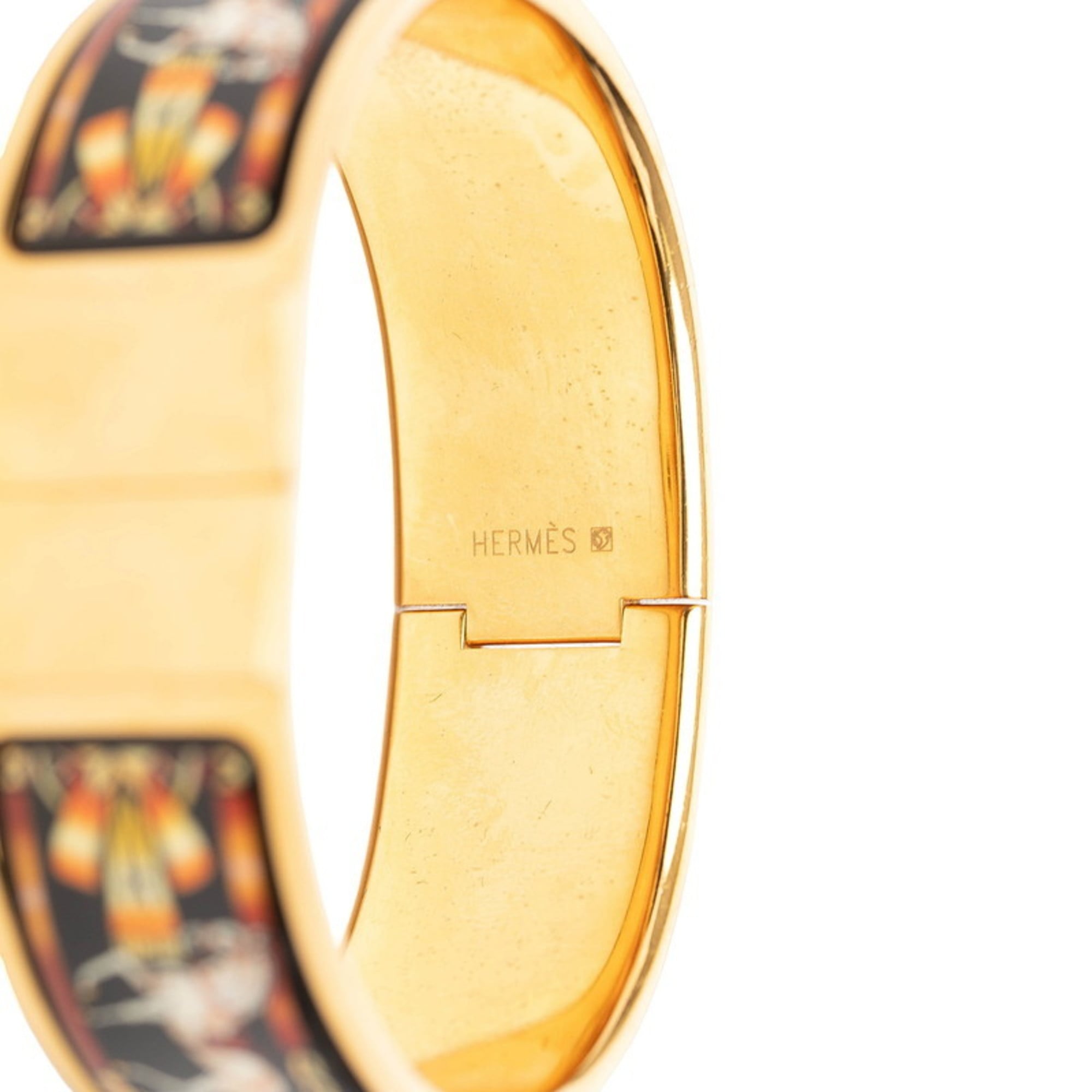 Hermes Hermès GM Emaille Rocé Horse Bangle in Gold and Multicolor Plated for Women