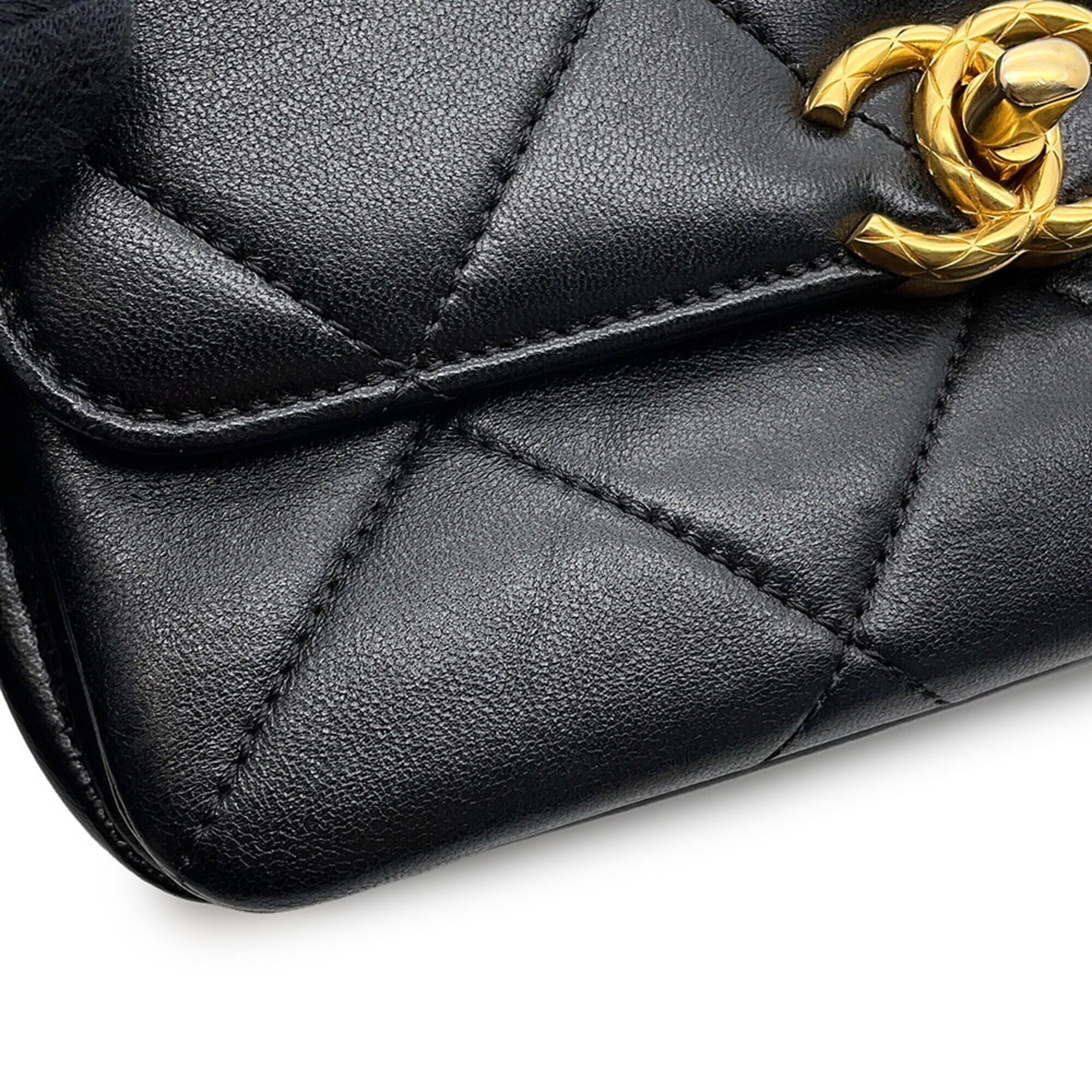 Chanel Chain Shoulder Bag Matelassé Mini Flap Coco Mark Lambskin AS4862 CHANEL Handbag Black Women's — Like New