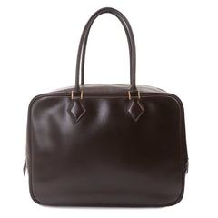 Hermes Plume 32 Handbag, Box Calf Leather, Ebene, □G Stamp, Gold Hardware — Like New