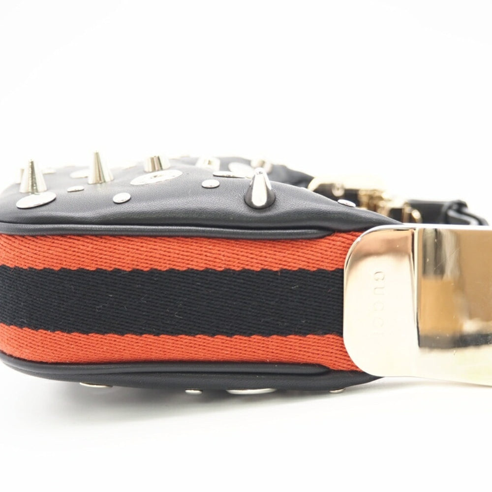 GUCCI Leather Studded Mini 2-Way Shoulder Bag 718512, Gold, Silver, Black Leather, Women's — Like New