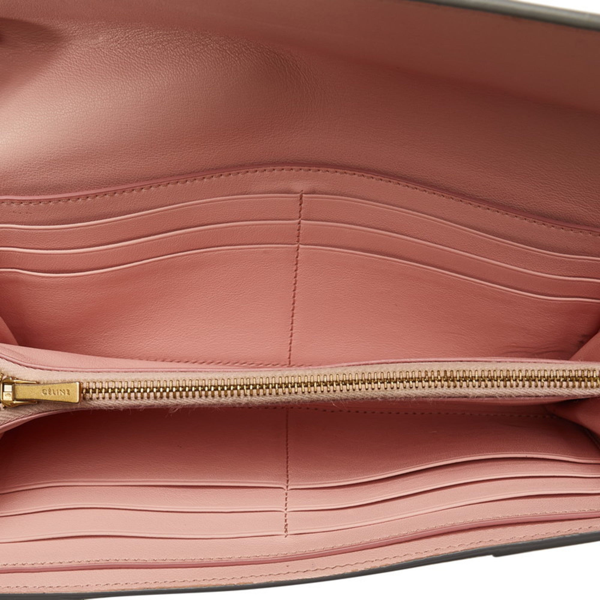 CELINE Large Flap Multi-Function Long Wallet 101673 Grey Leather Women's