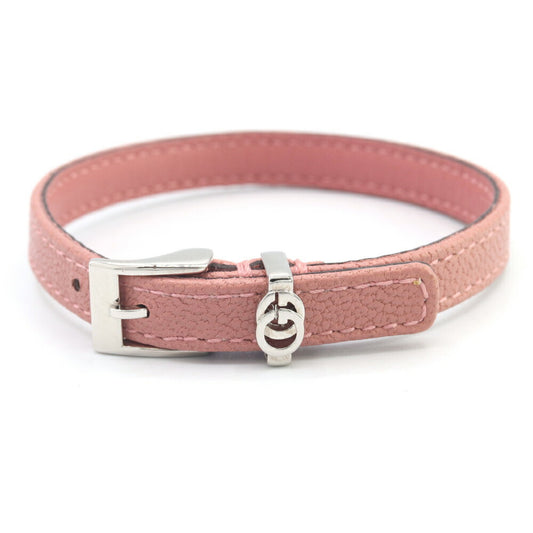 Gucci Double G Bracelet 648621 Pink Leather GG Bangle for Women
