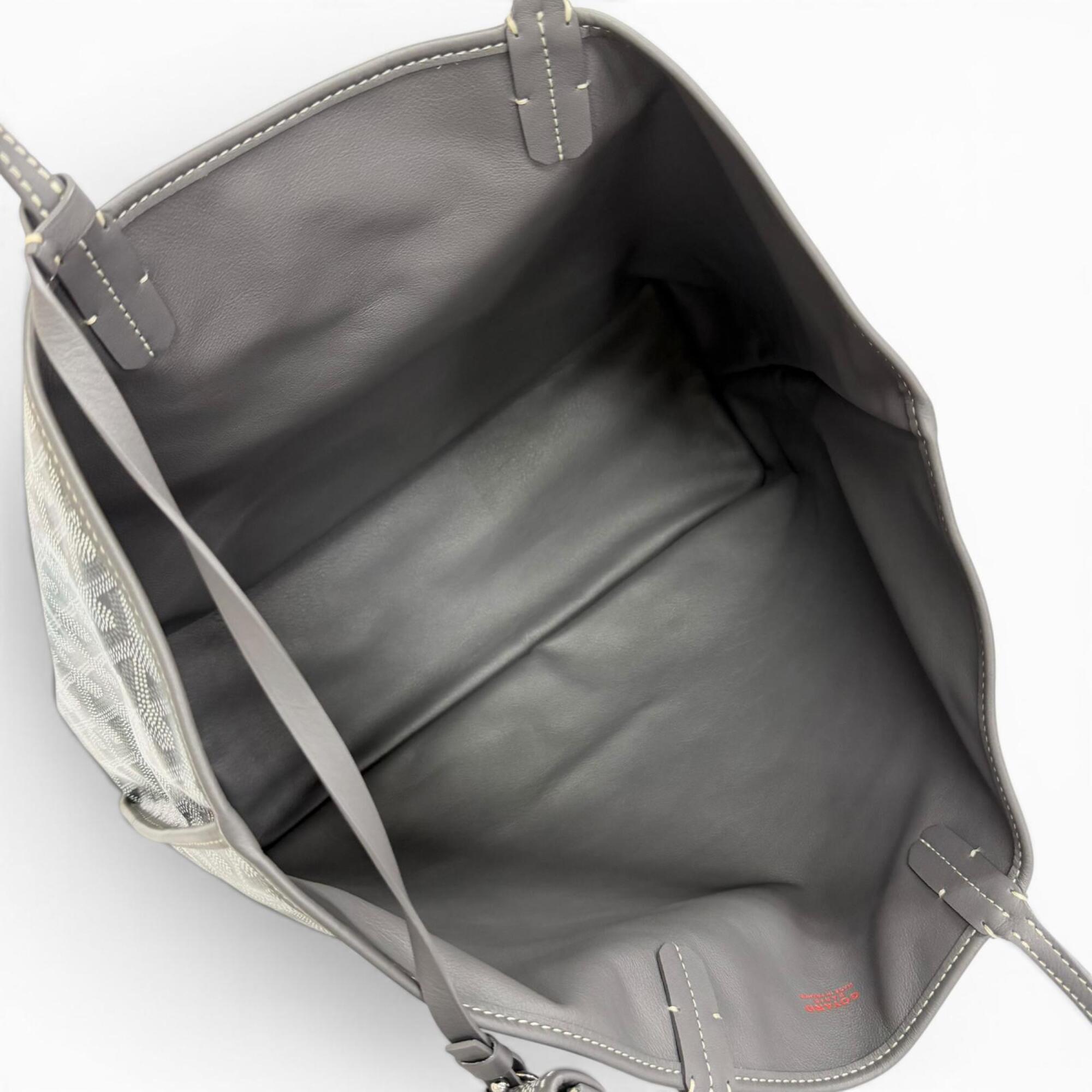 GOYARD Ange PM Tote Bag, Goyardine Canvas with Leather Accents, Comes Pouch, Grey, Made in France, Women's, Includes Dust Bag — Like New