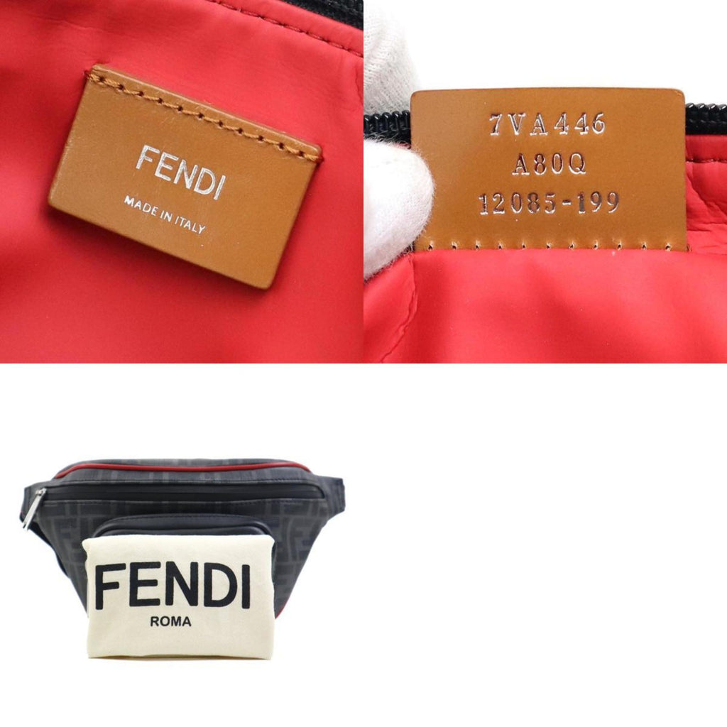 FENDI Waist bag Body Leather Black x Red Men's 7V46 A80Q h30922g