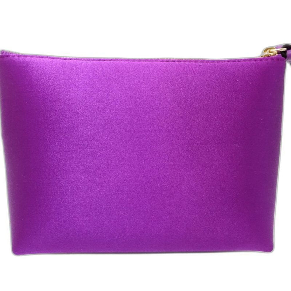 JIMMY CHOO Raina Pouch Bag, Logo, Satin, Purple, Women's, 182030 — Like New