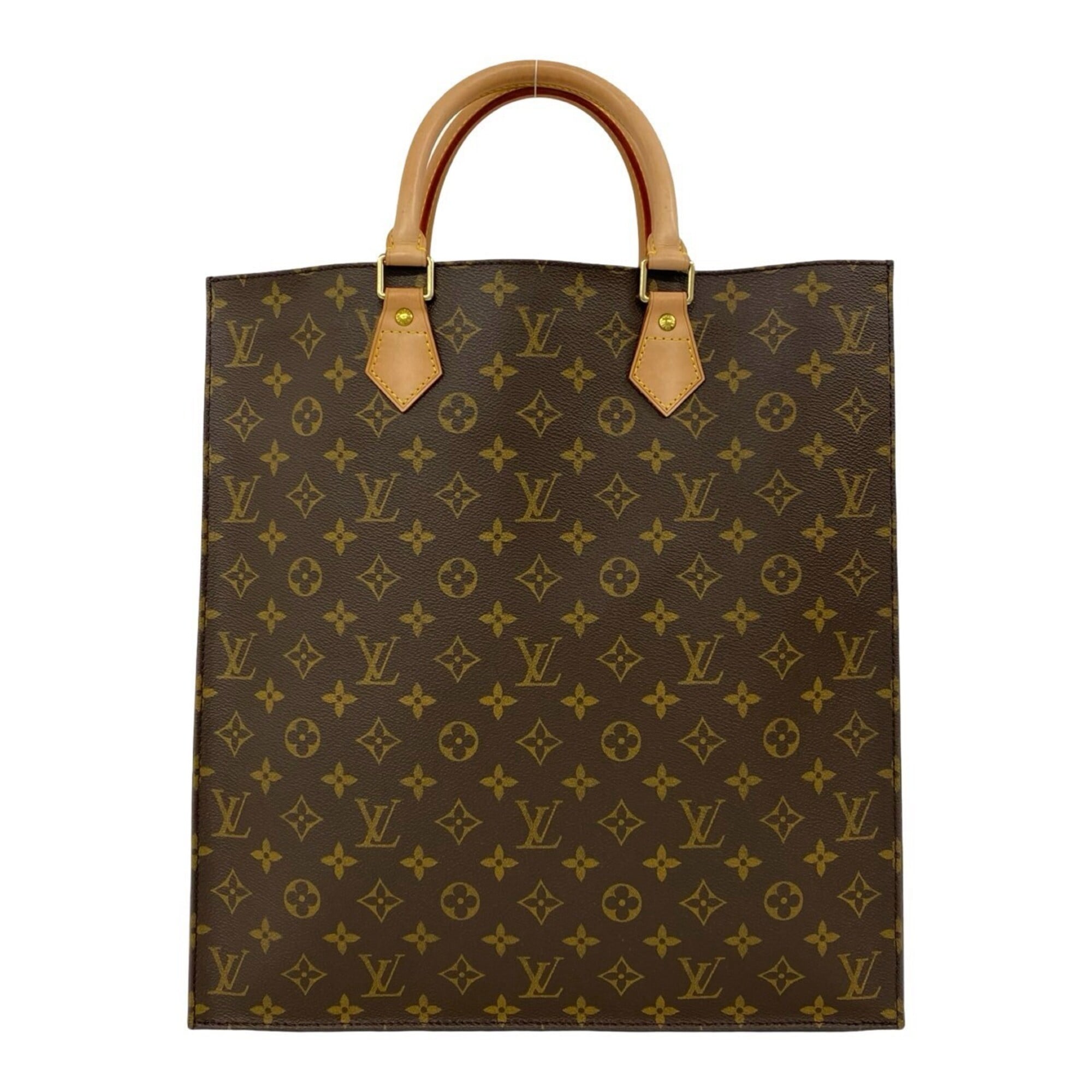 LOUIS VUITTON Louis Vuitton Sac Plat Monogram Logo Pattern Leather Handbag Tote Bag Brown 04714 — Like New