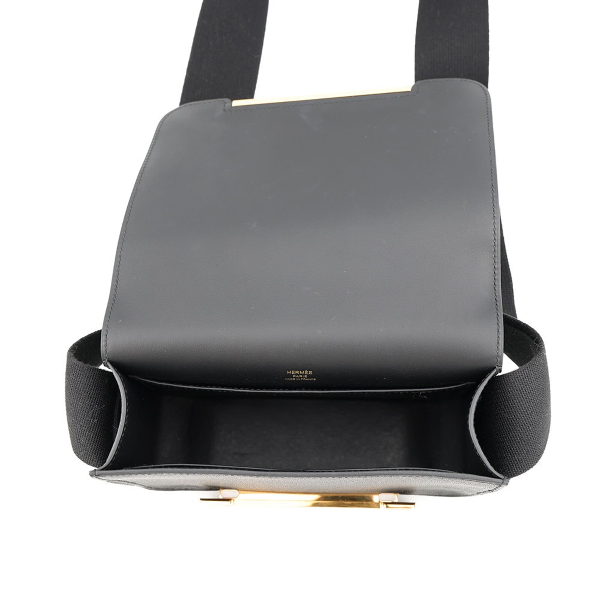 Hermes Shoulder Bag Geta Black Chevre Mysore B Stamp HERMES Handbag — Like New