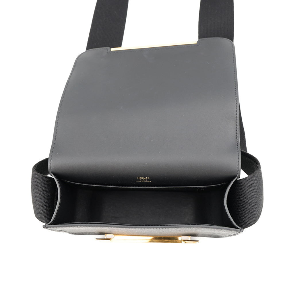 Hermes Shoulder Bag Geta Black Chevre Mysore B Stamp HERMES Handbag — Like New