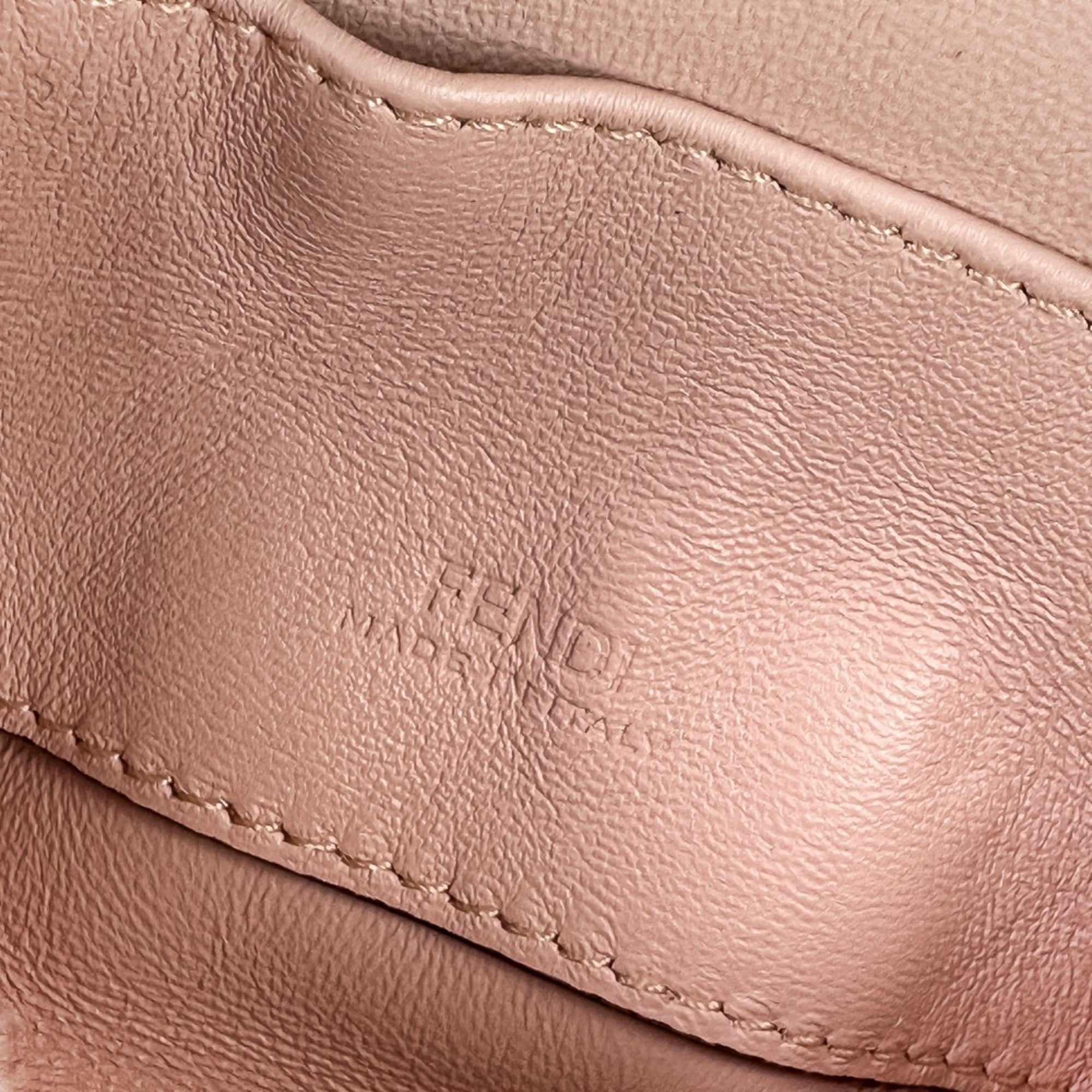 FENDI Nano Baguette Fur Charm Mini Shoulder Bag 7AR844 Pink Beige Women's — Like New