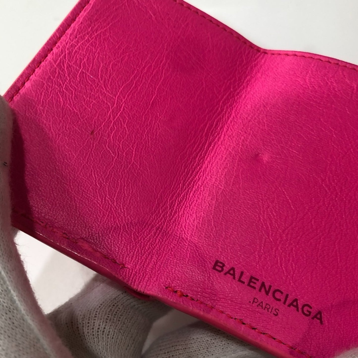 BALENCIAGA 203437 Classic Compact Wallet Tri-fold Leather Women's Pink