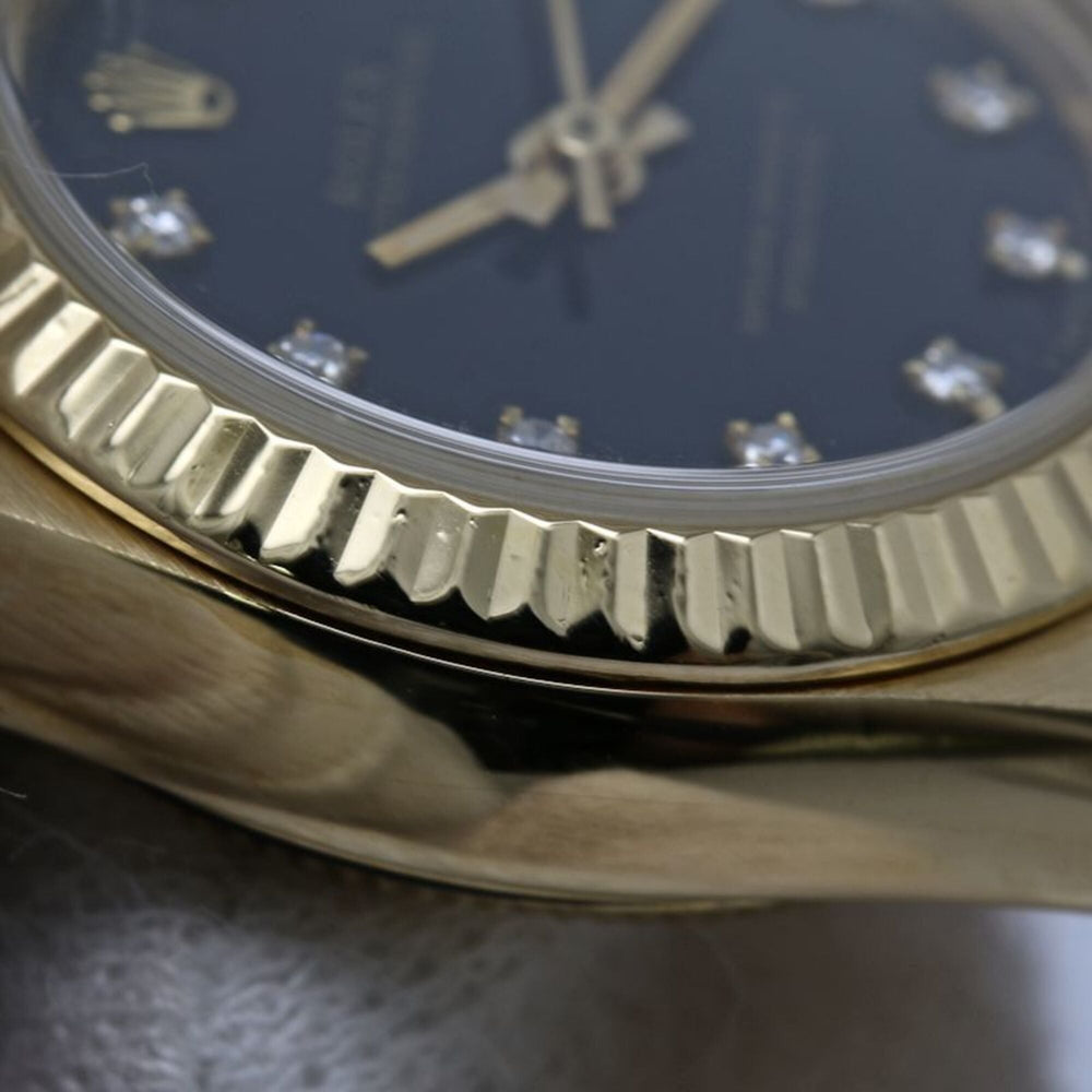 ROLEX Oyster Perpetual 11P Diamond 67198G Women's Watch 18K Yellow Gold 40582 — Good