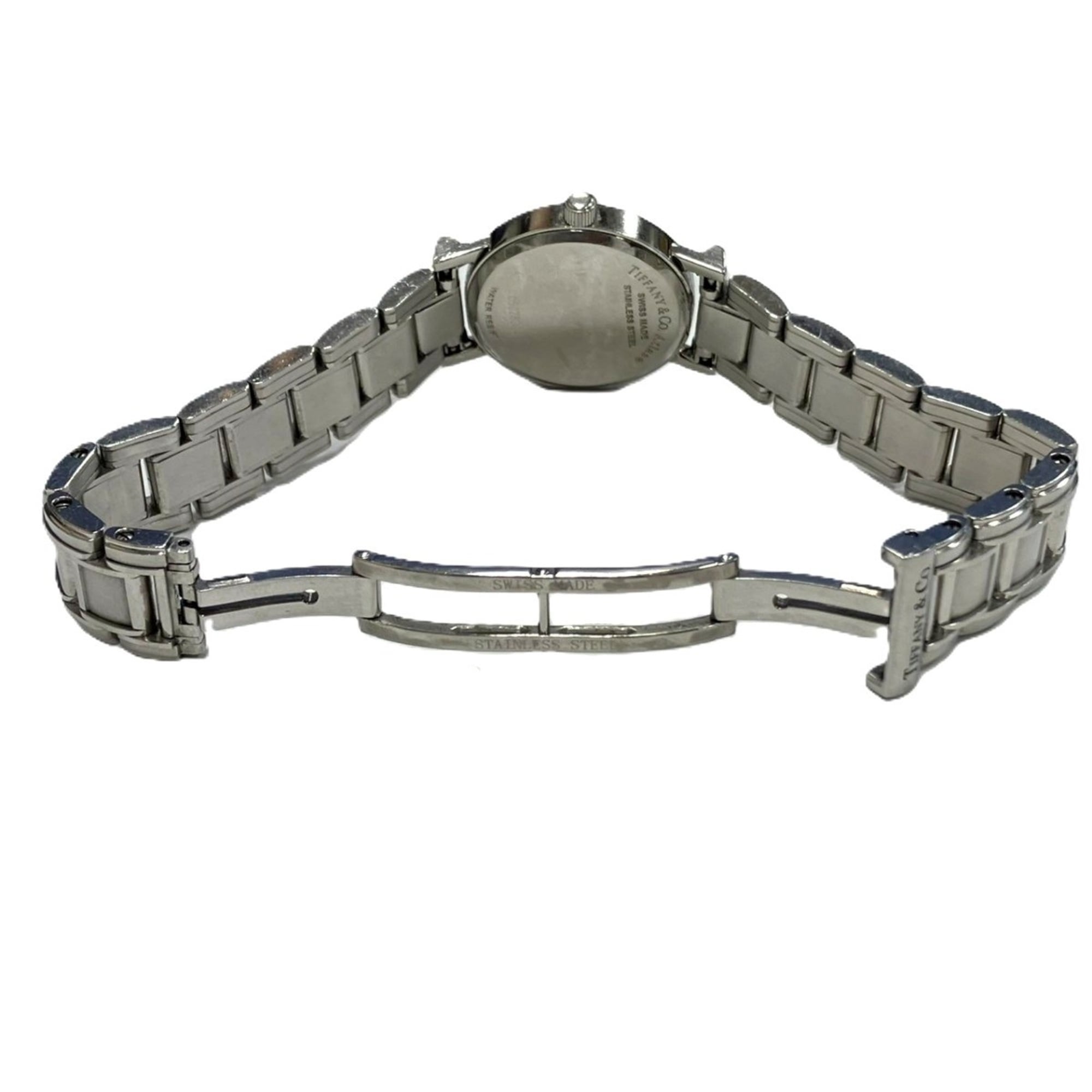 Tiffany & Co. Atlas watch, total weight 53.8g, stainless steel, quartz movement, white dial — Good